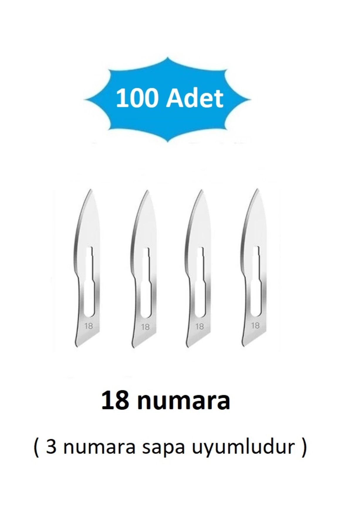 QBR Home 100lü paket 18 numara Ahşap Heykel Oyma Sanat Yedek Bıçağı. Geçirmeli Tip ( 3 numara sapa uyumlu )