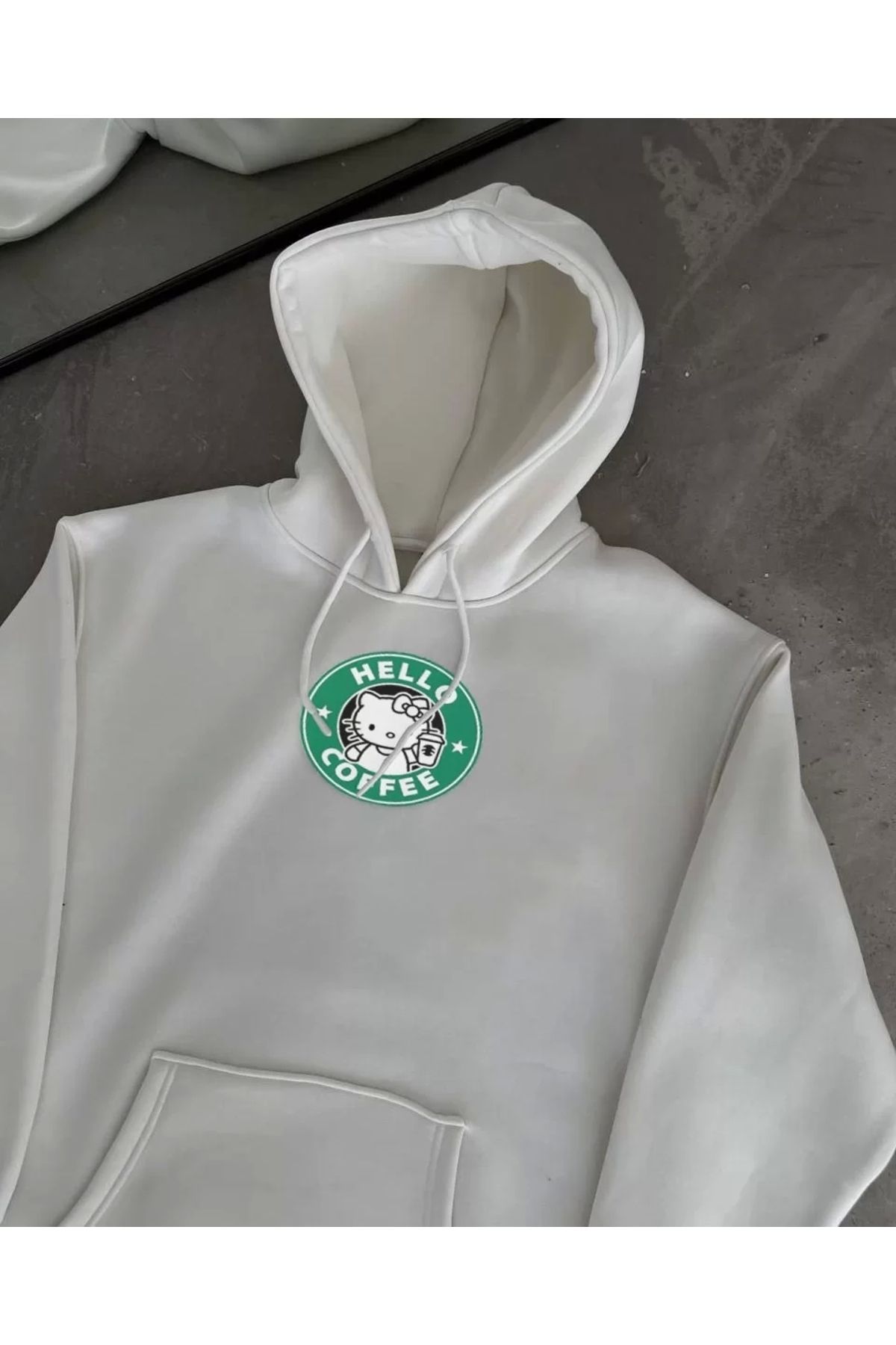 CVS Üç İplik Penye Uzun Kol Kapüşonlu SweatShirt - Beyaz