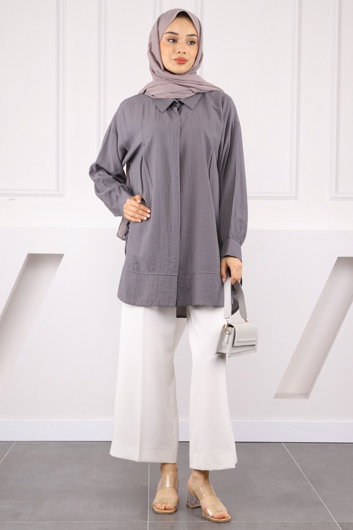 İmajButik-Smoked Sleeve Tie-Up Tunic 3