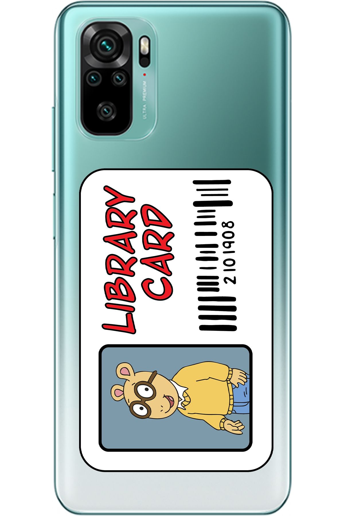 WANNA PROTECT Xiaomi Redmi Note 10 Library Card Desenli Desenli Şeffaf Silikon Kılıfı