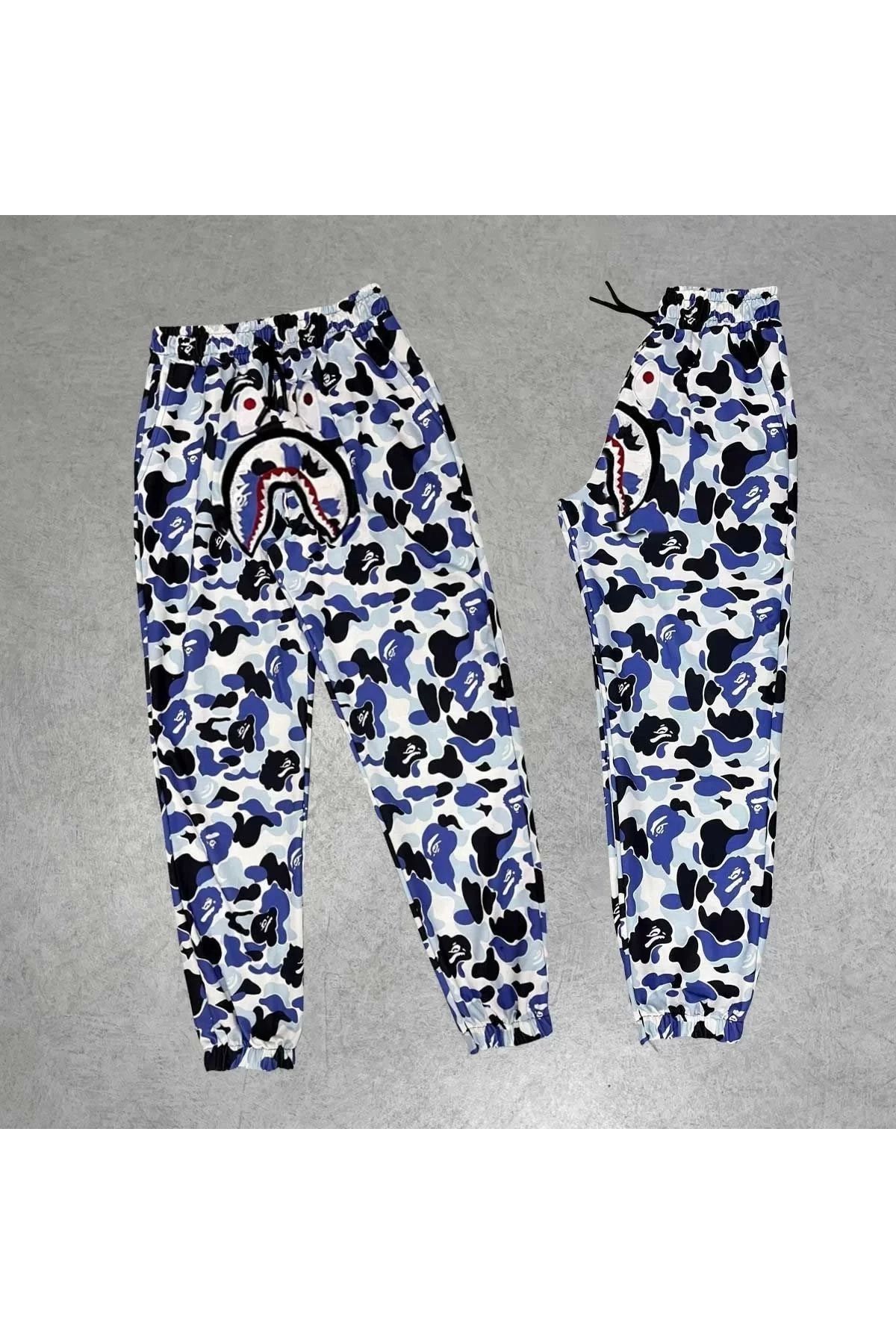 CVS İki İplik Mevsimlik Bape Nakişli Eşofman Pantolon - Gri