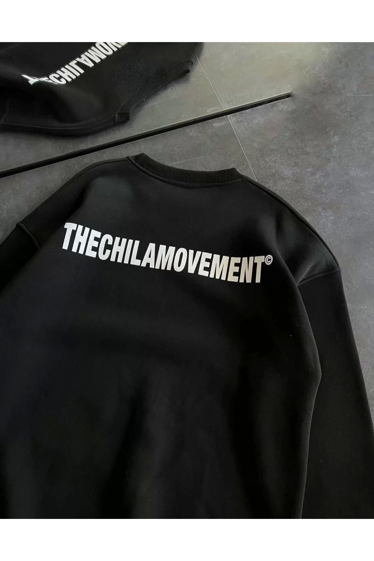 CVS Kışlık Bisiklet Yaka Oversize Baskılı SweatShirt - Siyah