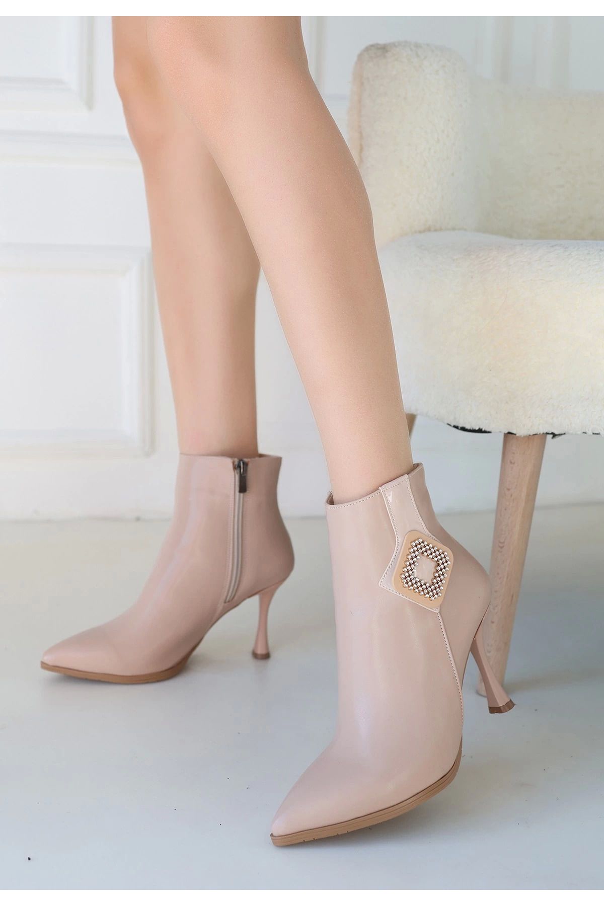 Shop58 Moose Nude Cilt Topuklu Bot