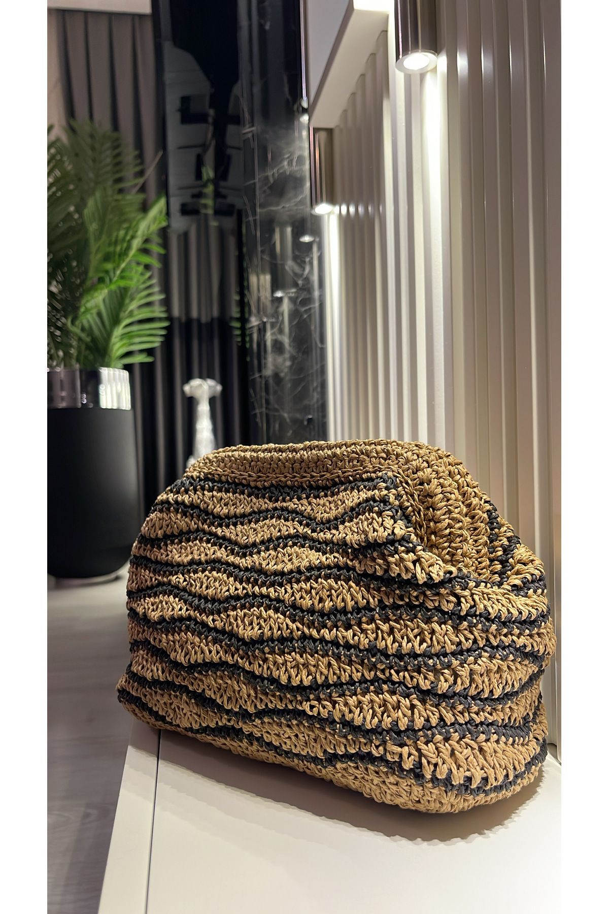WOMANBAG EL YAPIMI HASIR CLUTCH ÇANTA (36x20cm)