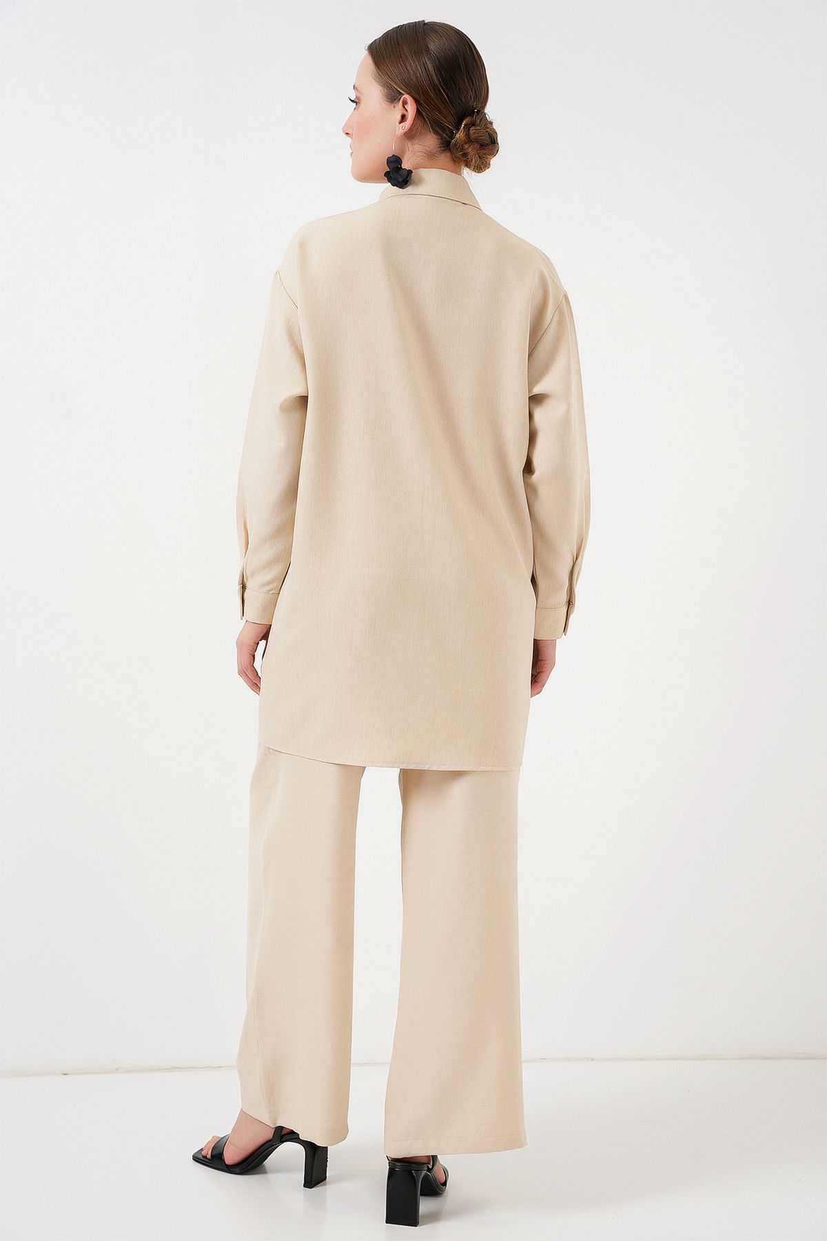 Bigdart-Patterned Tunic Trousers Double Set 6720 - Cream 6