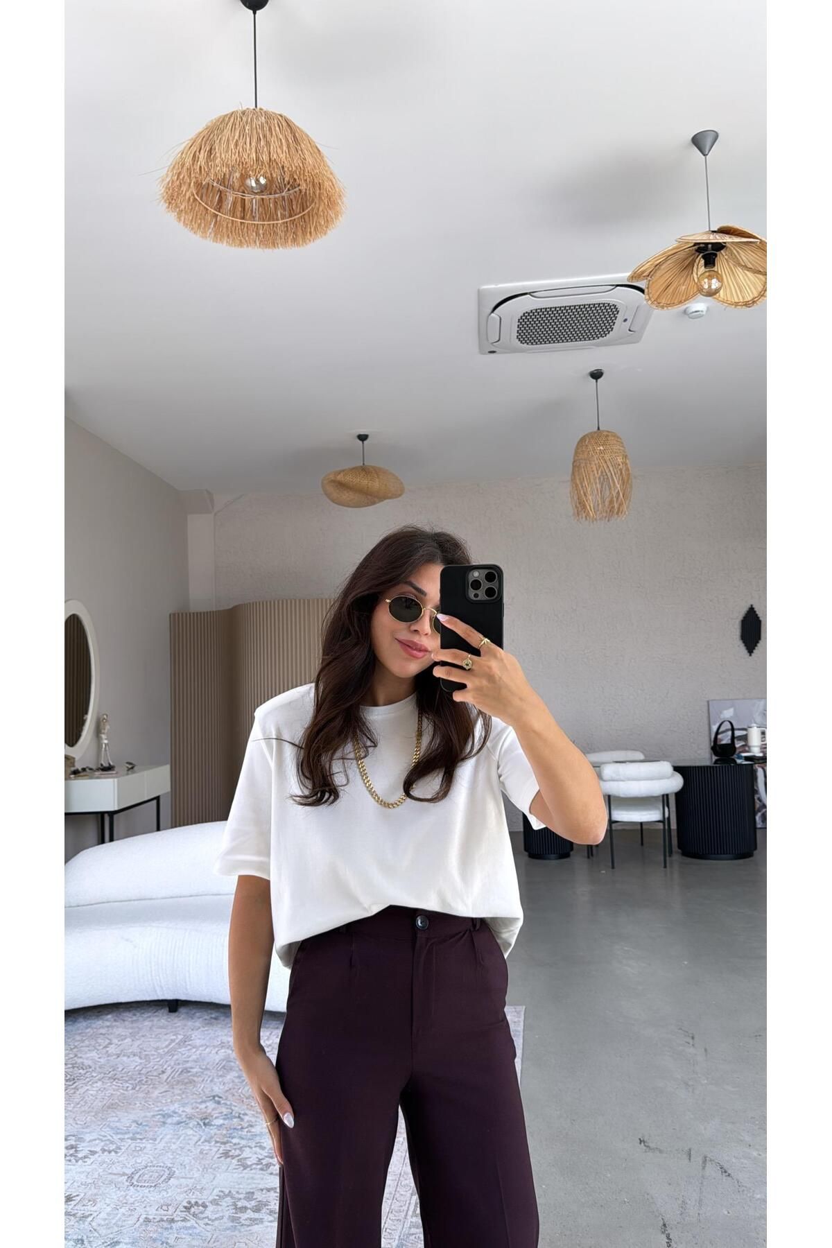 Buket Teke Bordo Bol Paça Çift Pileli Pantolon