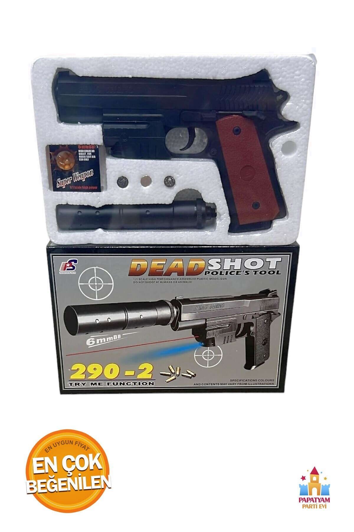 PapatyamPartiEvi Lazerli Susturuculu Dead Shot Oyuncak Şarjörlü