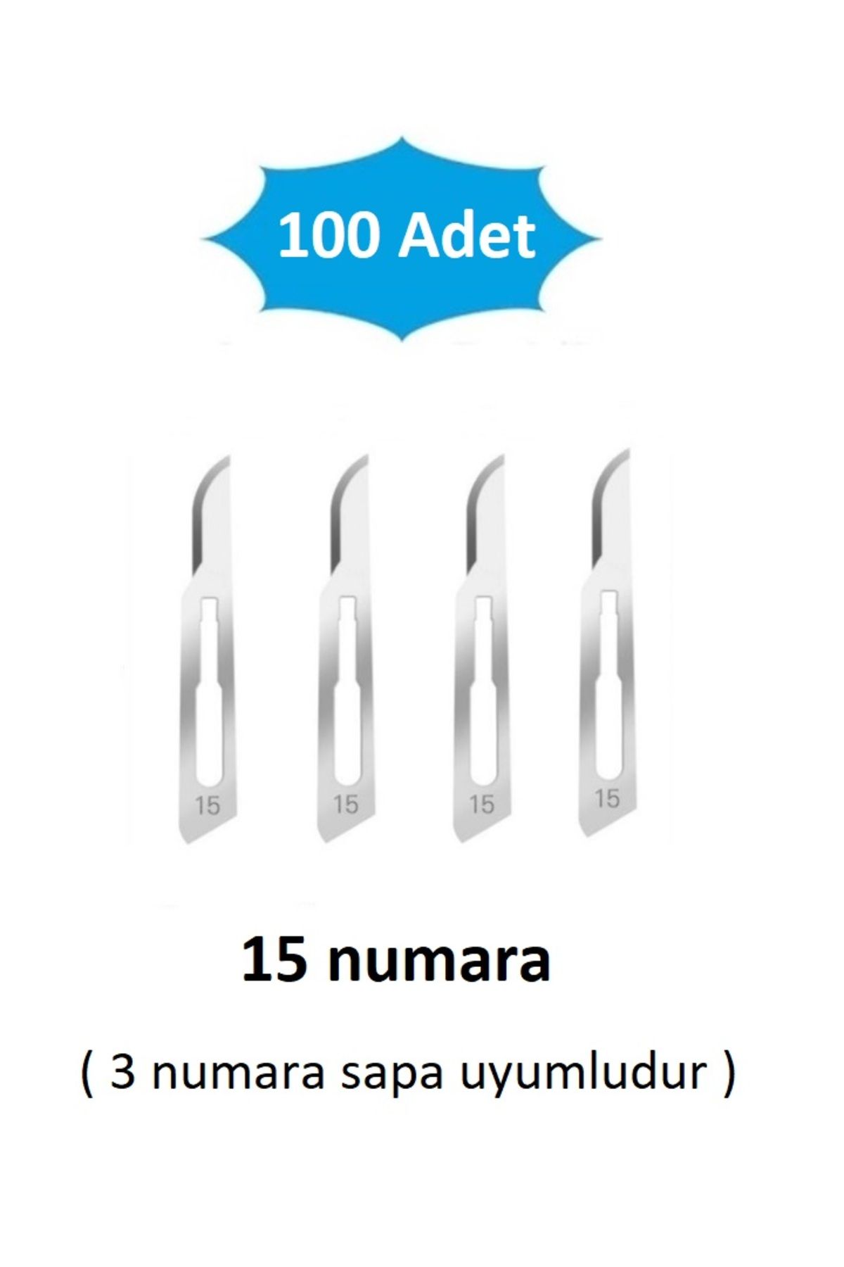QBR Home 100lü paket 15 numara Ahşap Heykel Oyma Sanat Yedek Bıçağı. Geçirmeli Tip ( 3 numara sapa uyumlu )