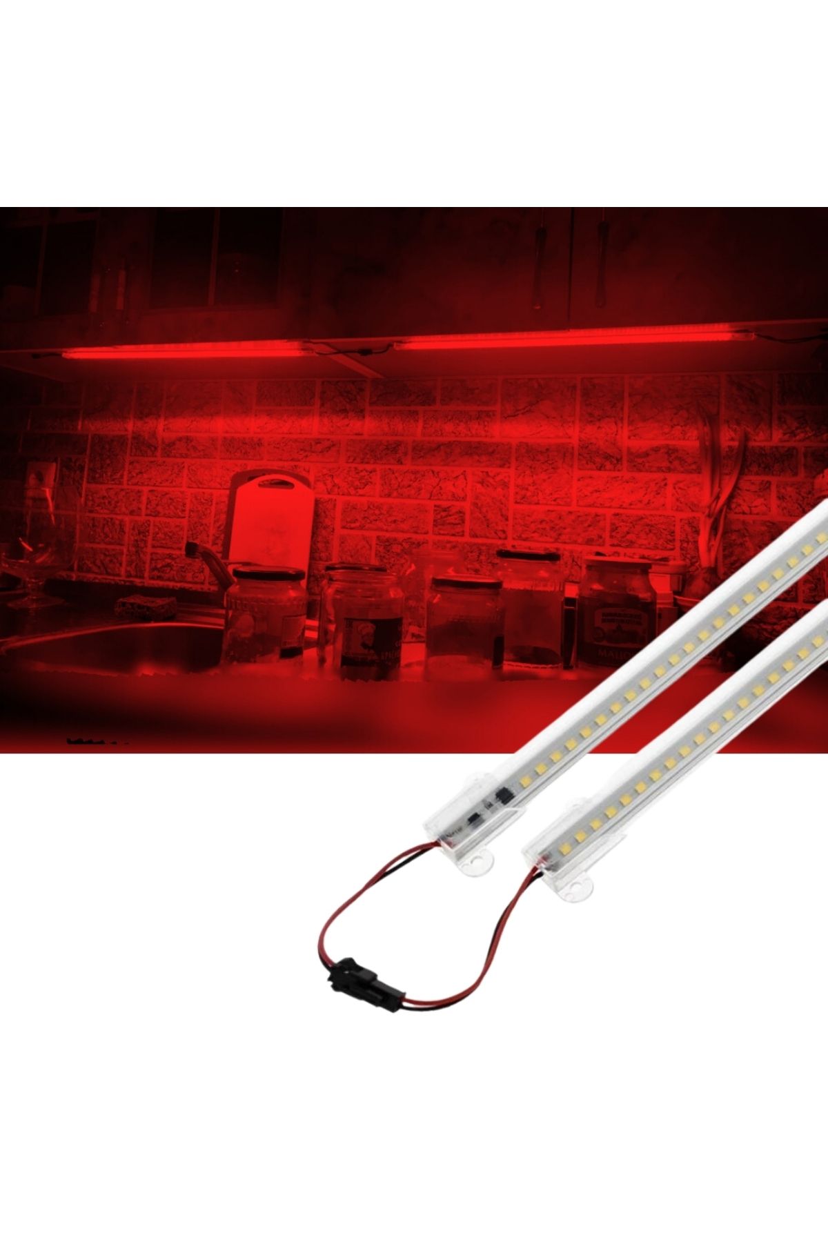burul SB-6511 2 Adet 100 Cm 220v Şeffaf Çubuk Bar Led Kırmızı Işık