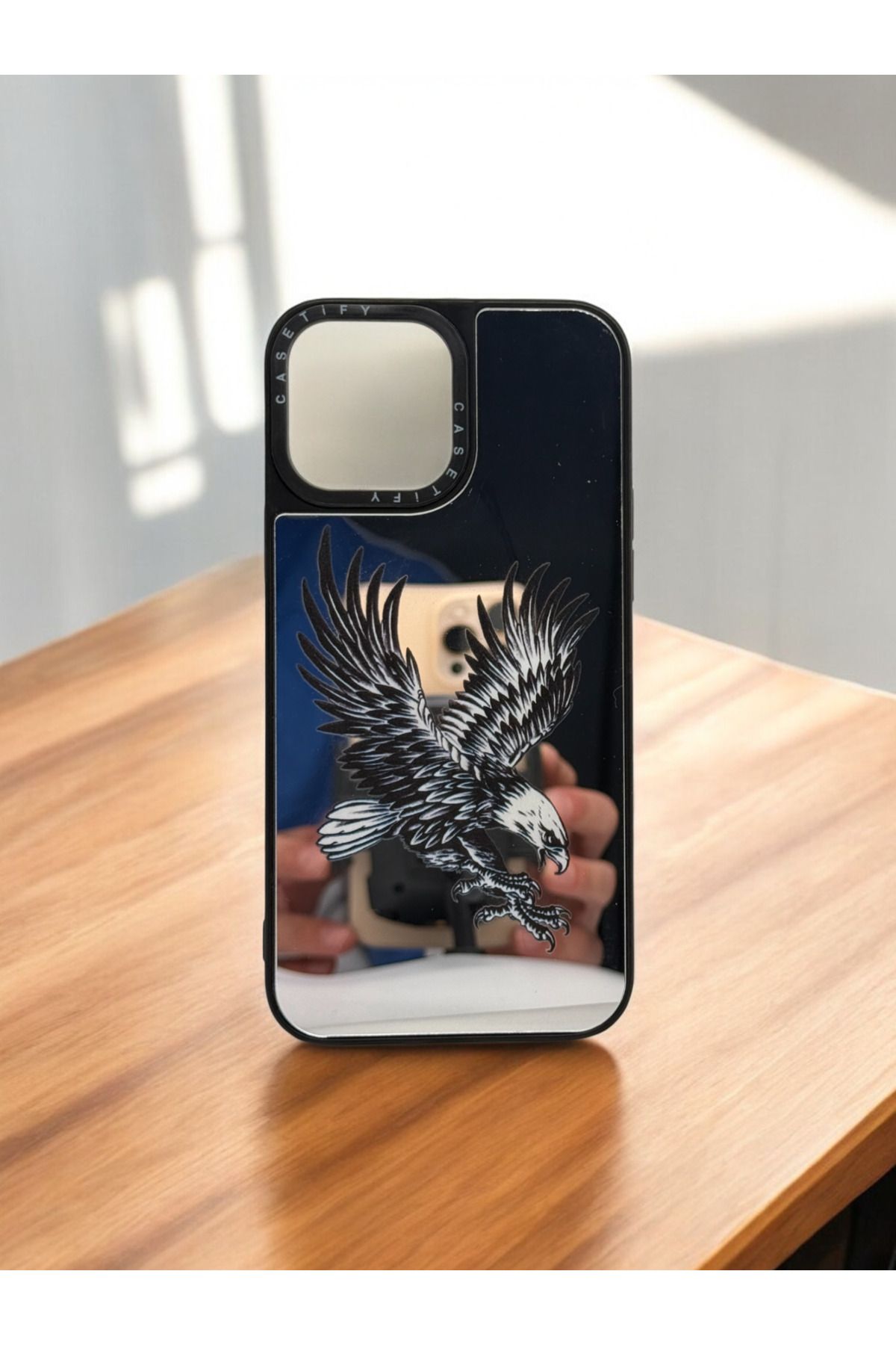 DUBİGOLD İPHONE 13 PRO MAX UYUMLU KARTAL GÖRSELLİ AYNALI TELEFON KILIFI