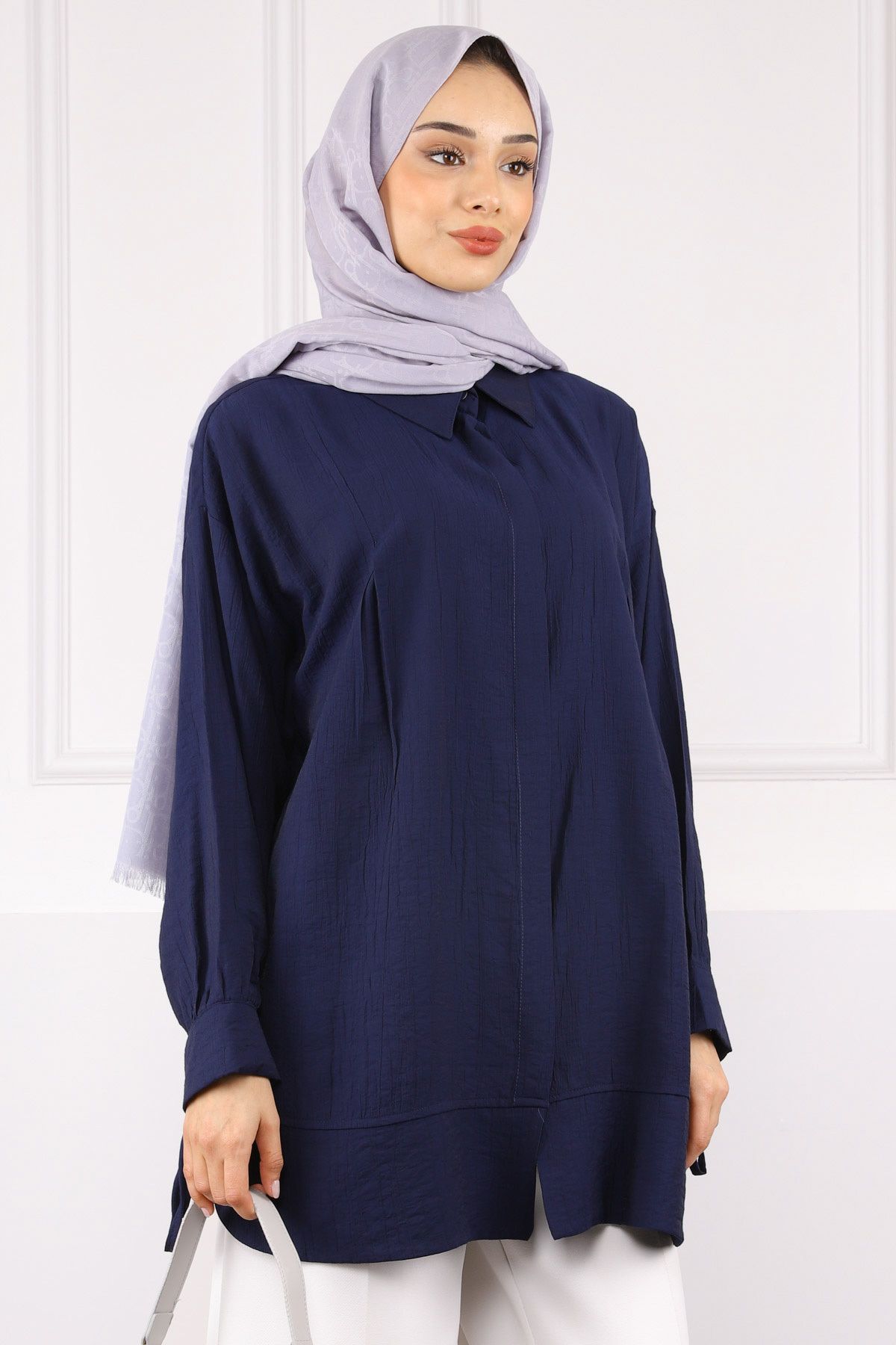 İmajButik Lacivert Kol Bağlamalı Tunik