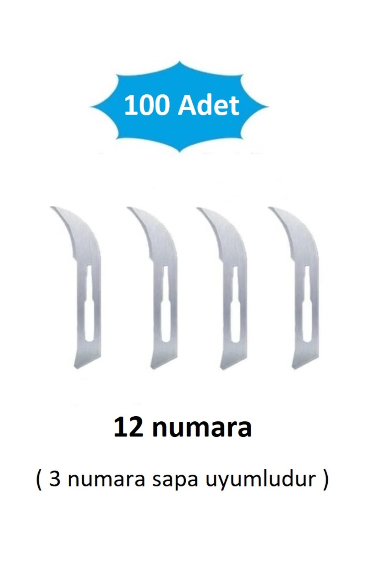 QBR Home 100lü paket 12 numara Ahşap Heykel Oyma Sanat Yedek Bıçağı. Geçirmeli Tip ( 3 numara sapa uyumlu )