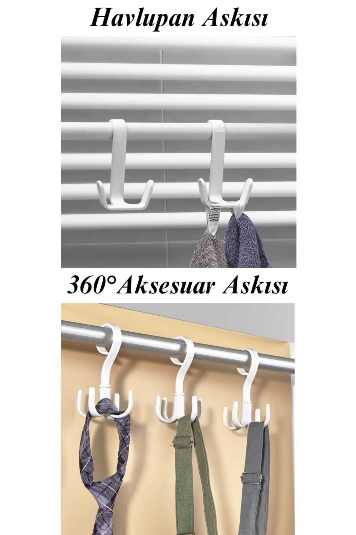 teknotrust 2 li Set 4 Askılı 360 Derece Hareketli Dolap Içi Aksesuar Askısı + 2 Askılı Havlupan Radyatör Askıs
