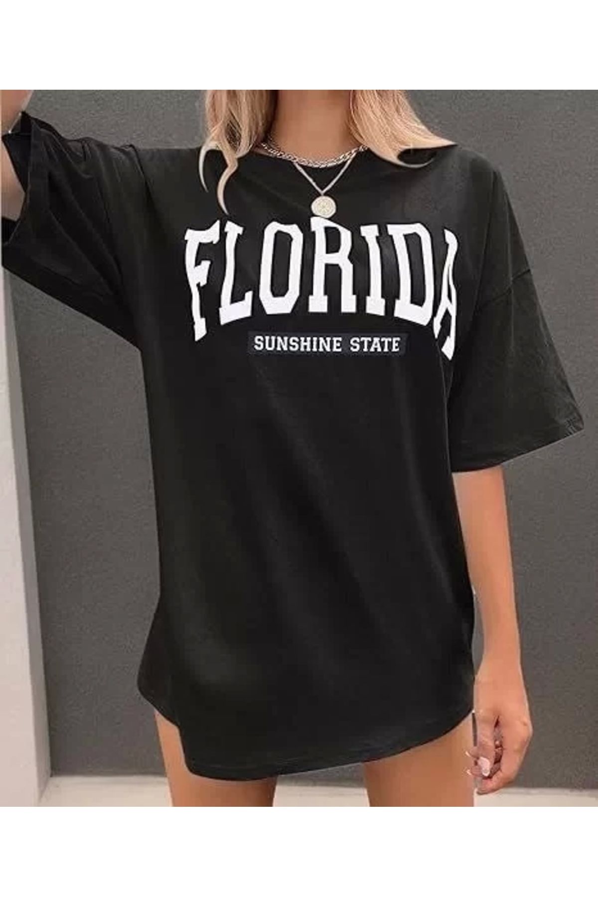 CVS Kadın Bisiklet Yaka Baskılı T-shirt - Siyah