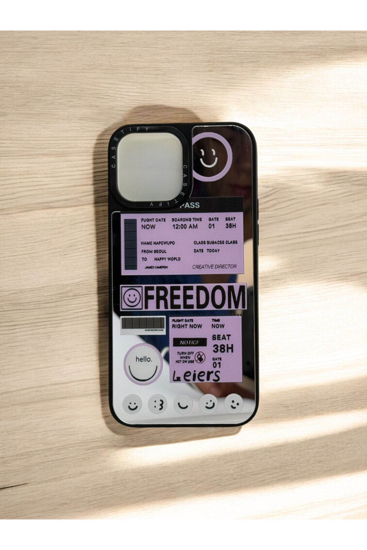 DUBİGOLD İPHONE 13 PRO MAX UYUMLU FREEDOM YAZILI AYNALI TELEFON KILIFI