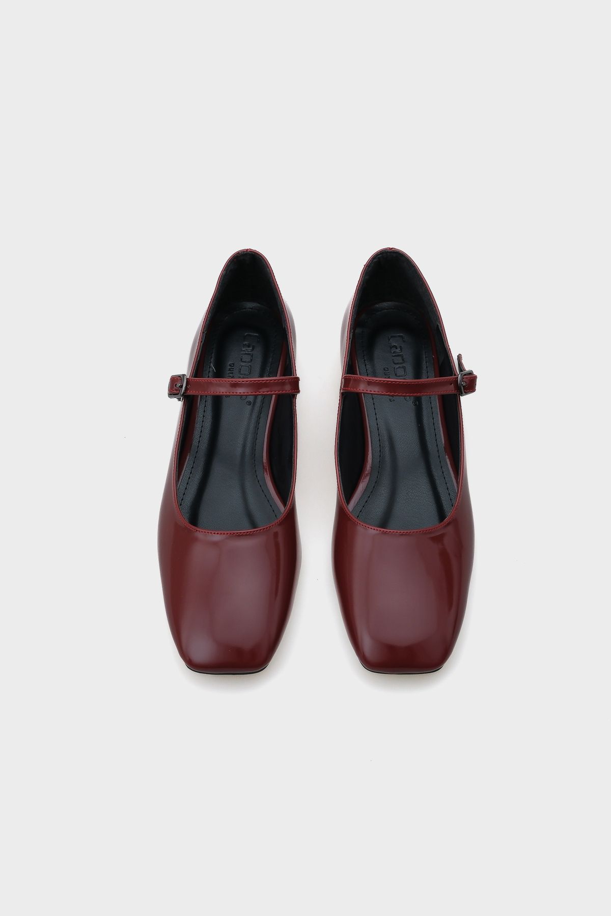Capone Outfitters-Damskie baleriny Blunt Toe Banded Margin Jane ze skóry lakierowanej w kolorze bordowym 5