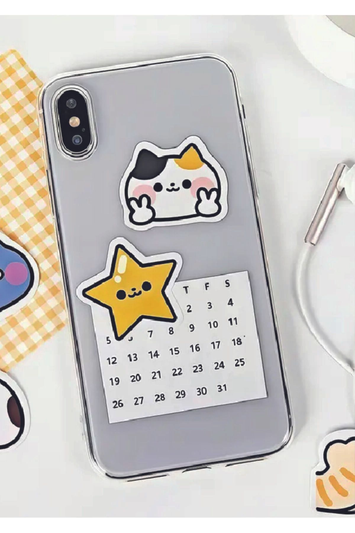 WALLHUMAN Sevimli Kedi Mini Ajanda Bullet Journal için Suya Dayanıklı Sticker