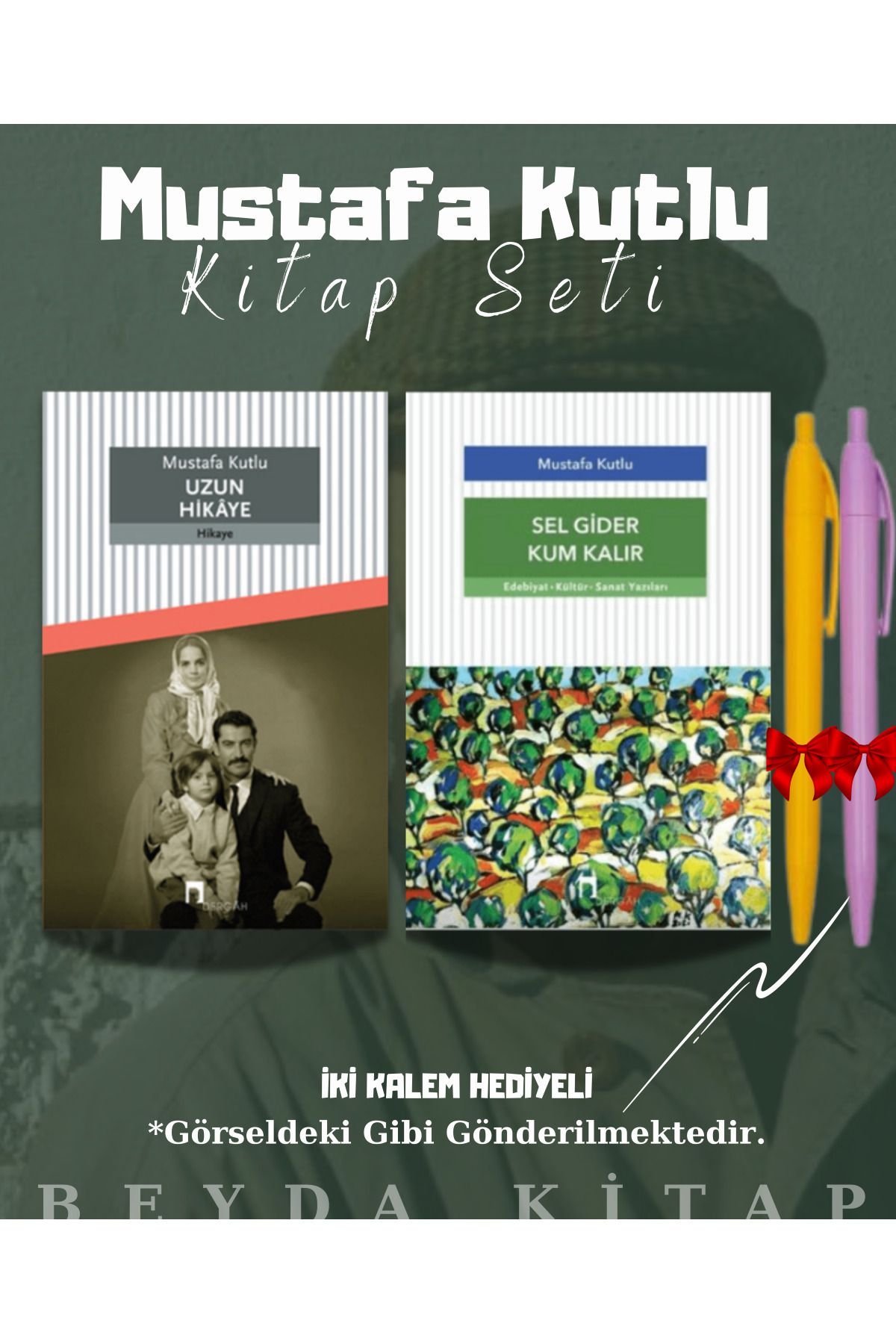 Dergah Yayınları Uzun Hikaye - Sel Gider Kum Kalır - Mustafa Kutlu - Kitap Seti - Kalem Hediyeli
