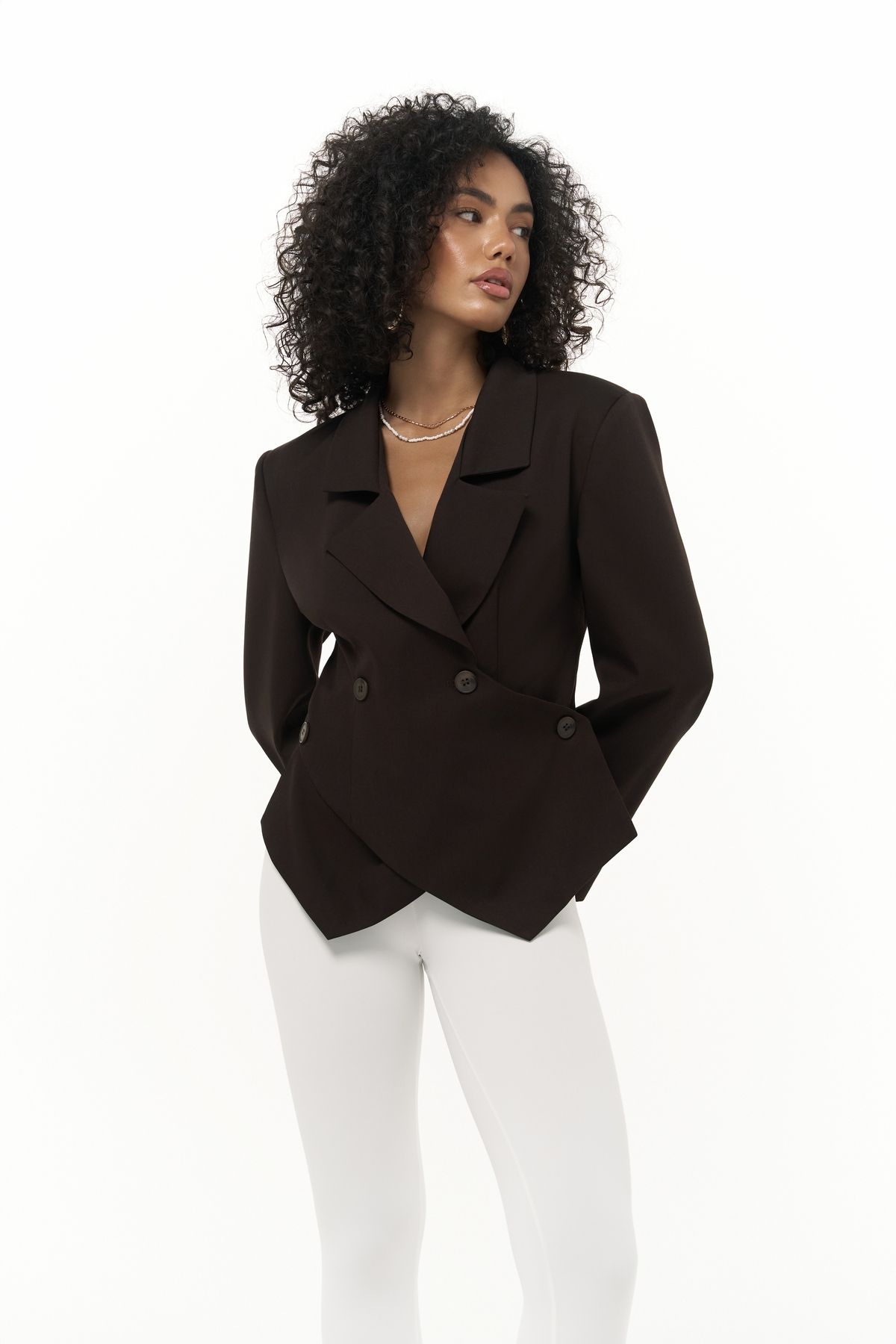 MAİ COLLECTİON Norbury Üçgen Detay Kahve Blazer