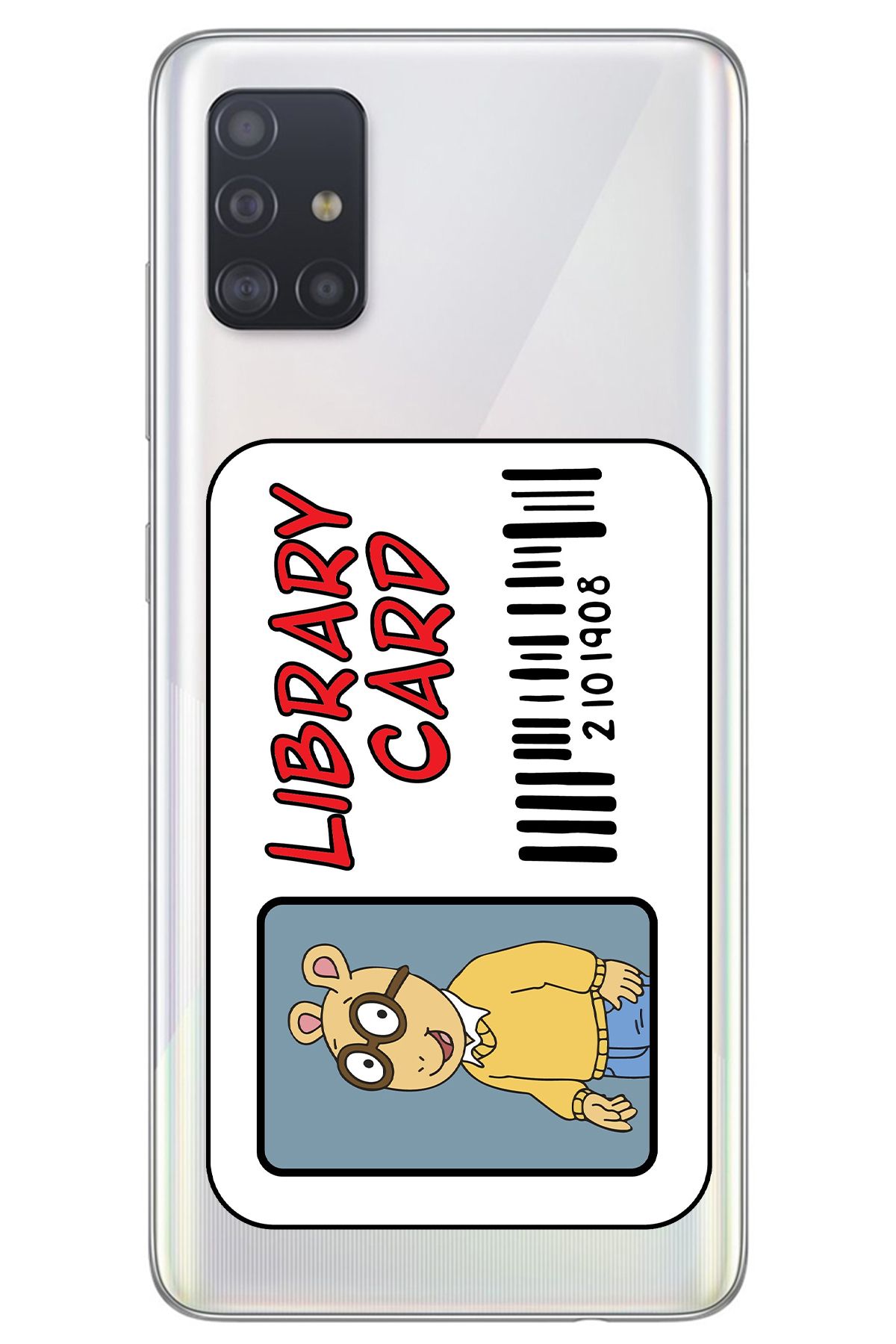 WANNA PROTECT Samsung A51 Library Card Desenli Desenli Şeffaf Silikon Telefon Kılıfı