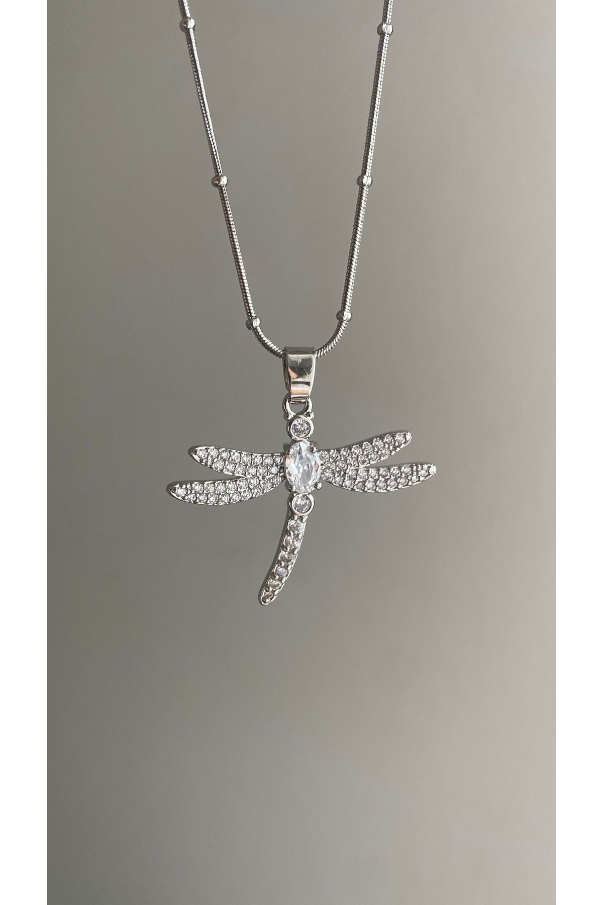 SEYAS JEWELRY Çelik Zirkon Taşlı Yusufçuk Silver Kolye