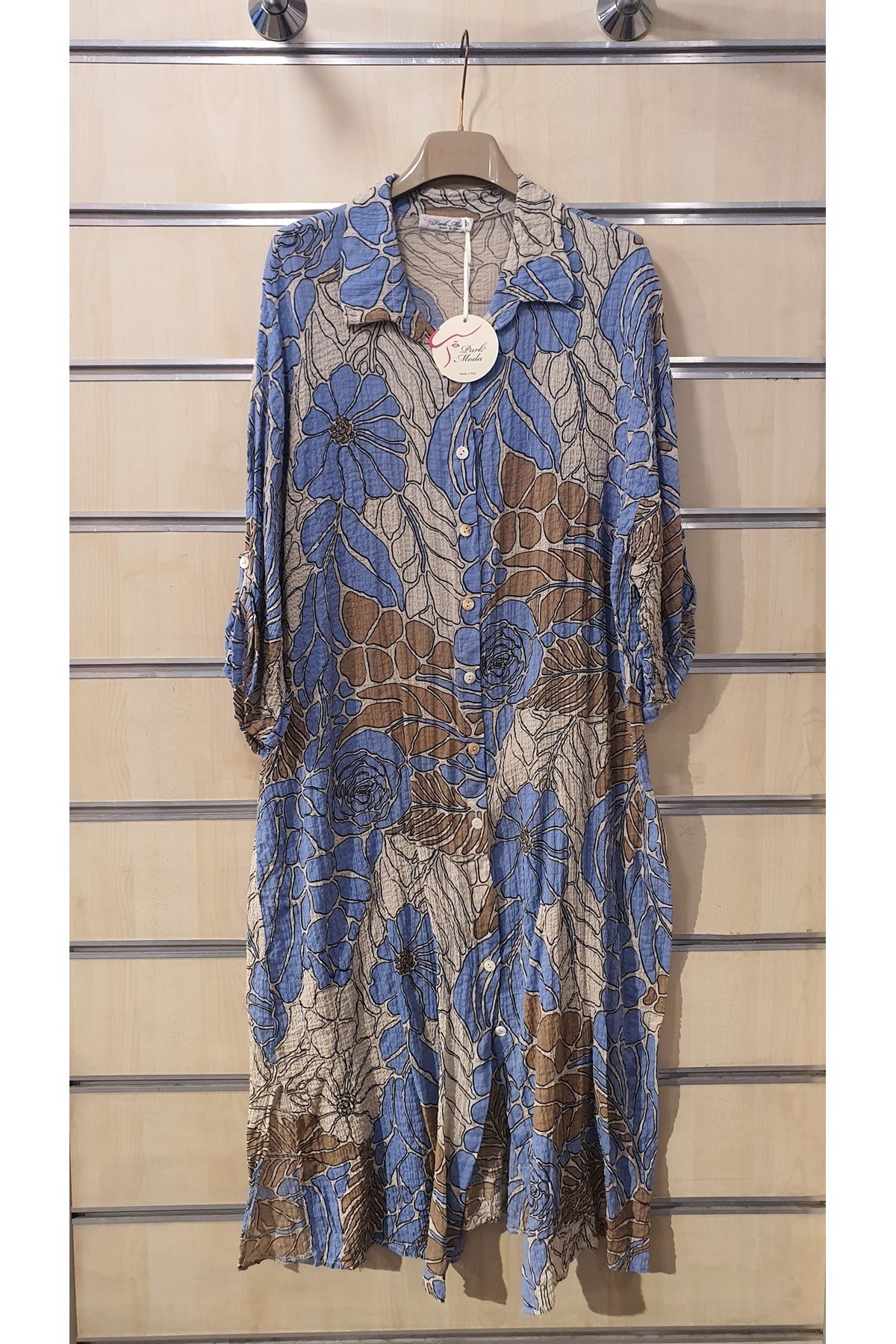 Park Moda Desenli̇ İnce Pamuklu Gömlek Elbi̇se