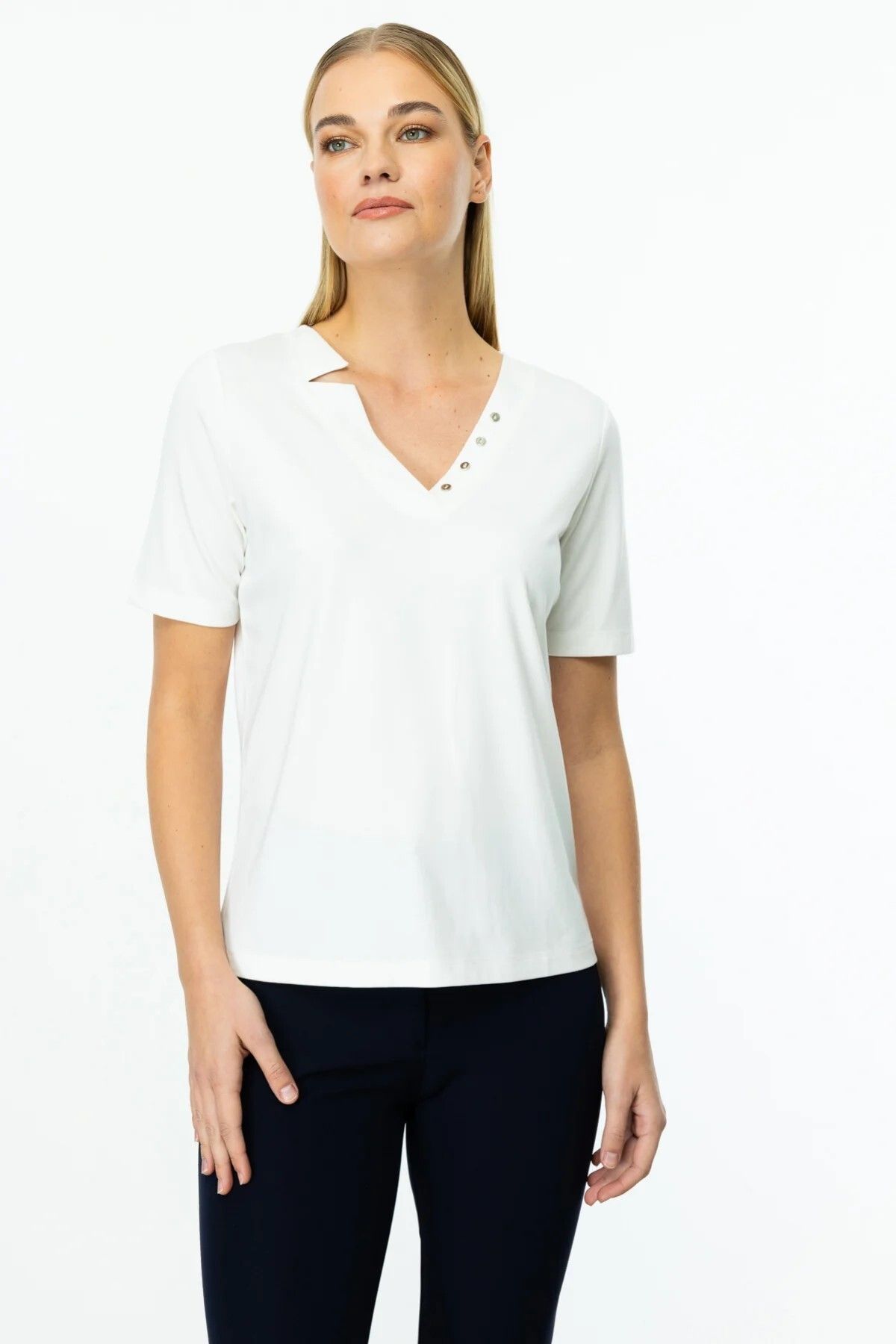 ON TRİKO Yakası Düğme Detaylı T-Shirt 51340-25