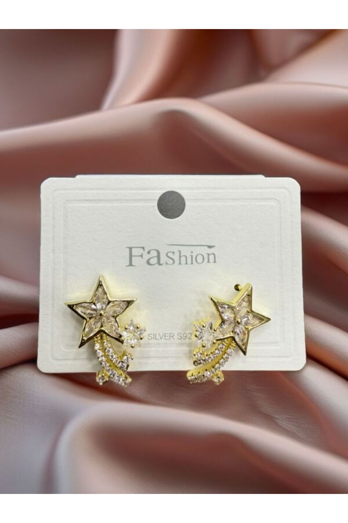 Calmea Jewellery Çelik Exclusive xStar Renk Atmaz Garantili Faturalı Zirkon Taşlı Kadın Küpe (İğne 925 Ayar Gümüştür)