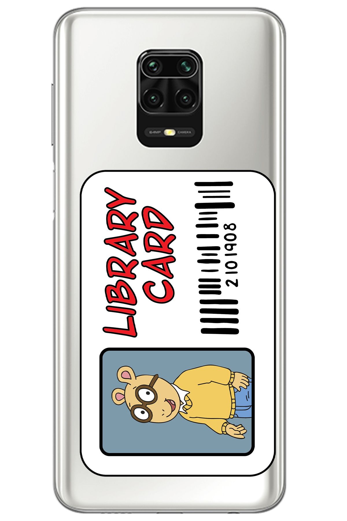 WANNA PROTECT Xiaomi Redmi Note 9S Library Card Desenli Desenli Şeffaf Silikon Kılıfı