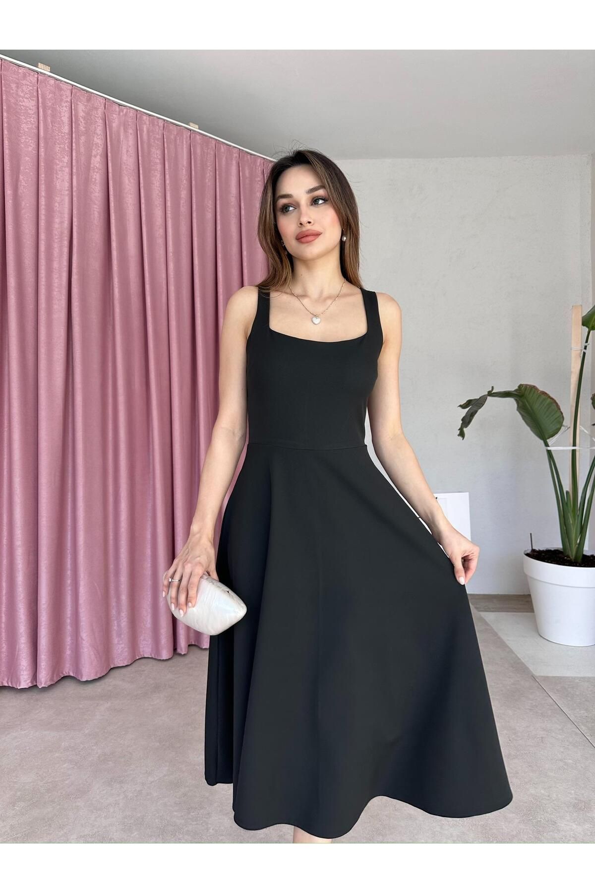 Mooi Butik DANDELİON Midi Elbise 5320 - Siyah