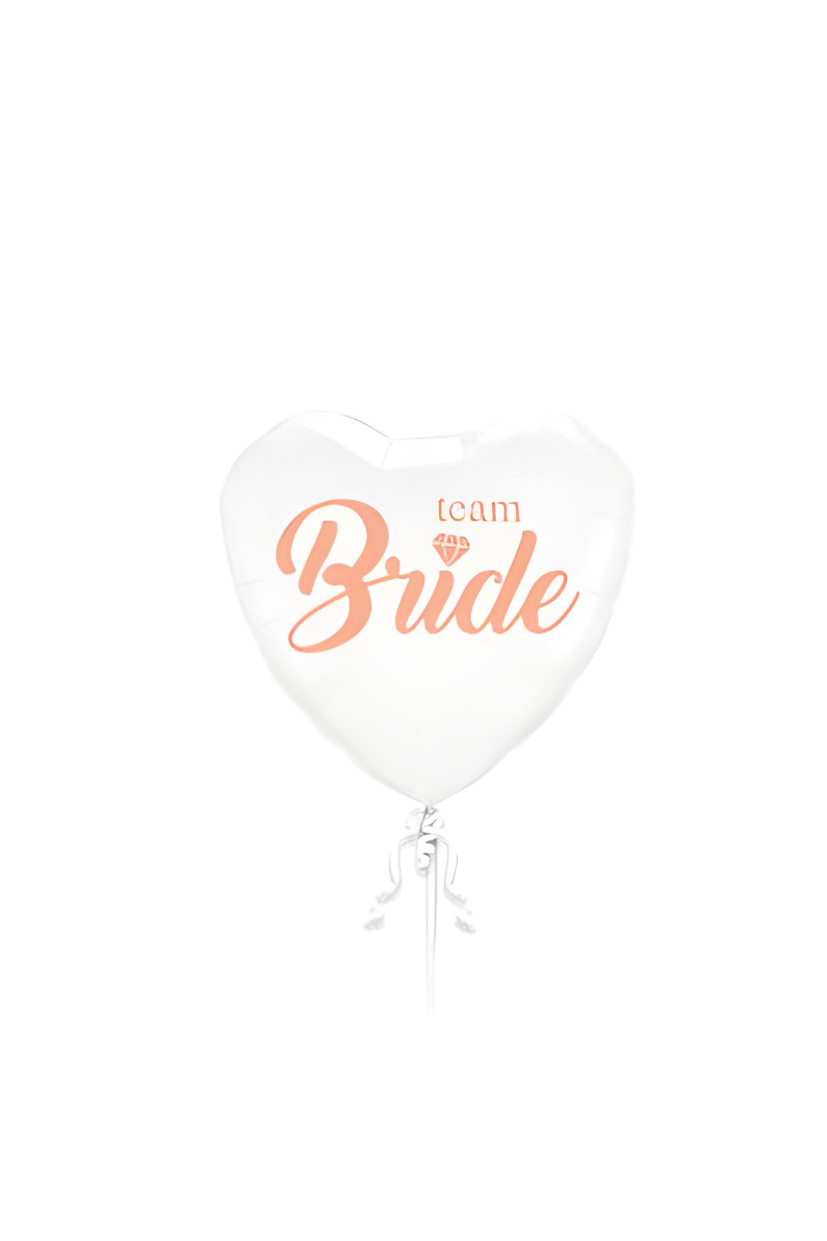 kidspartim Team Bride Baskılı Beyaz Kalp Folyo Balon 18 İnç