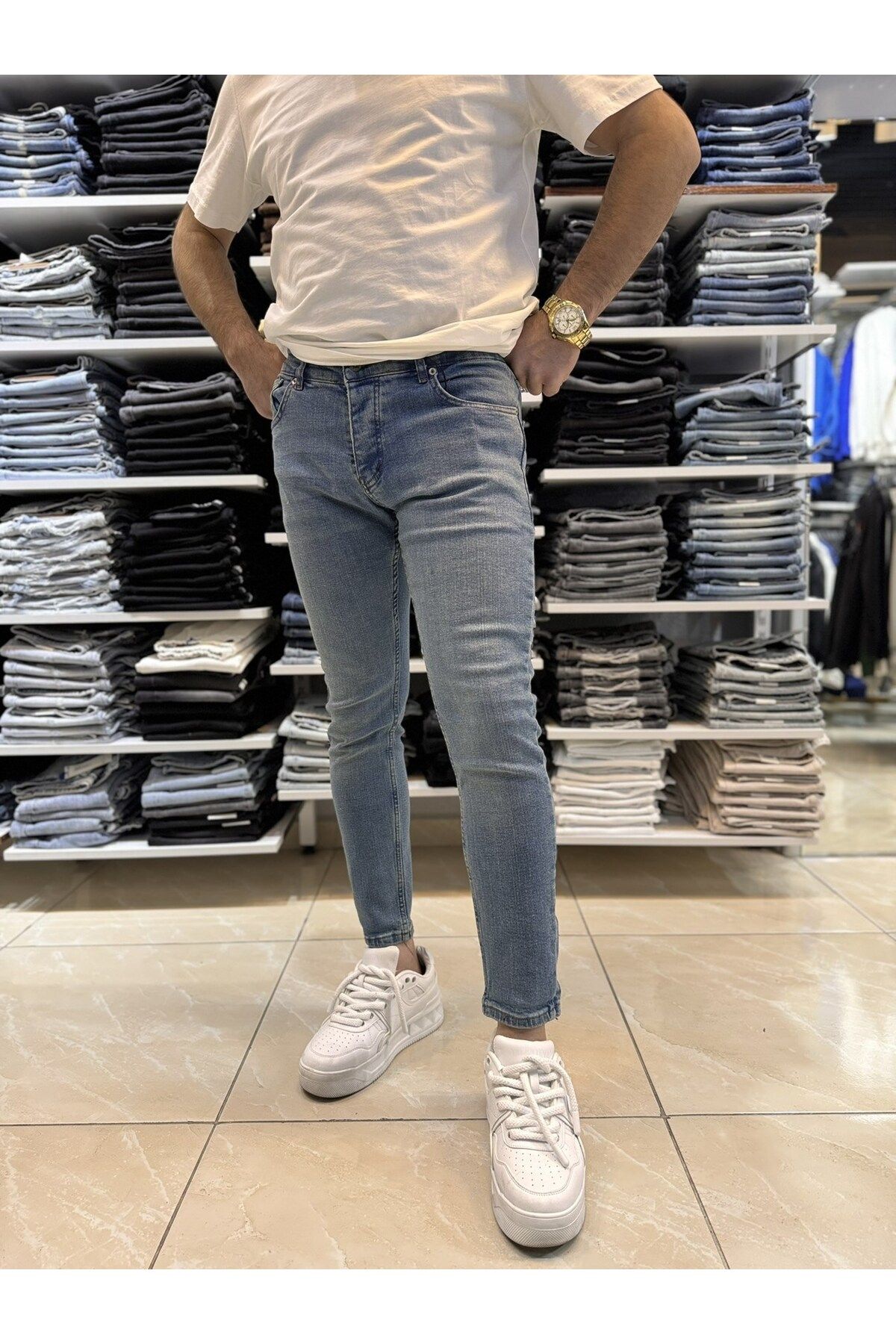 Casualmen32 Yıkama Detay Mavi Skinny Fit Jean 627CslKe