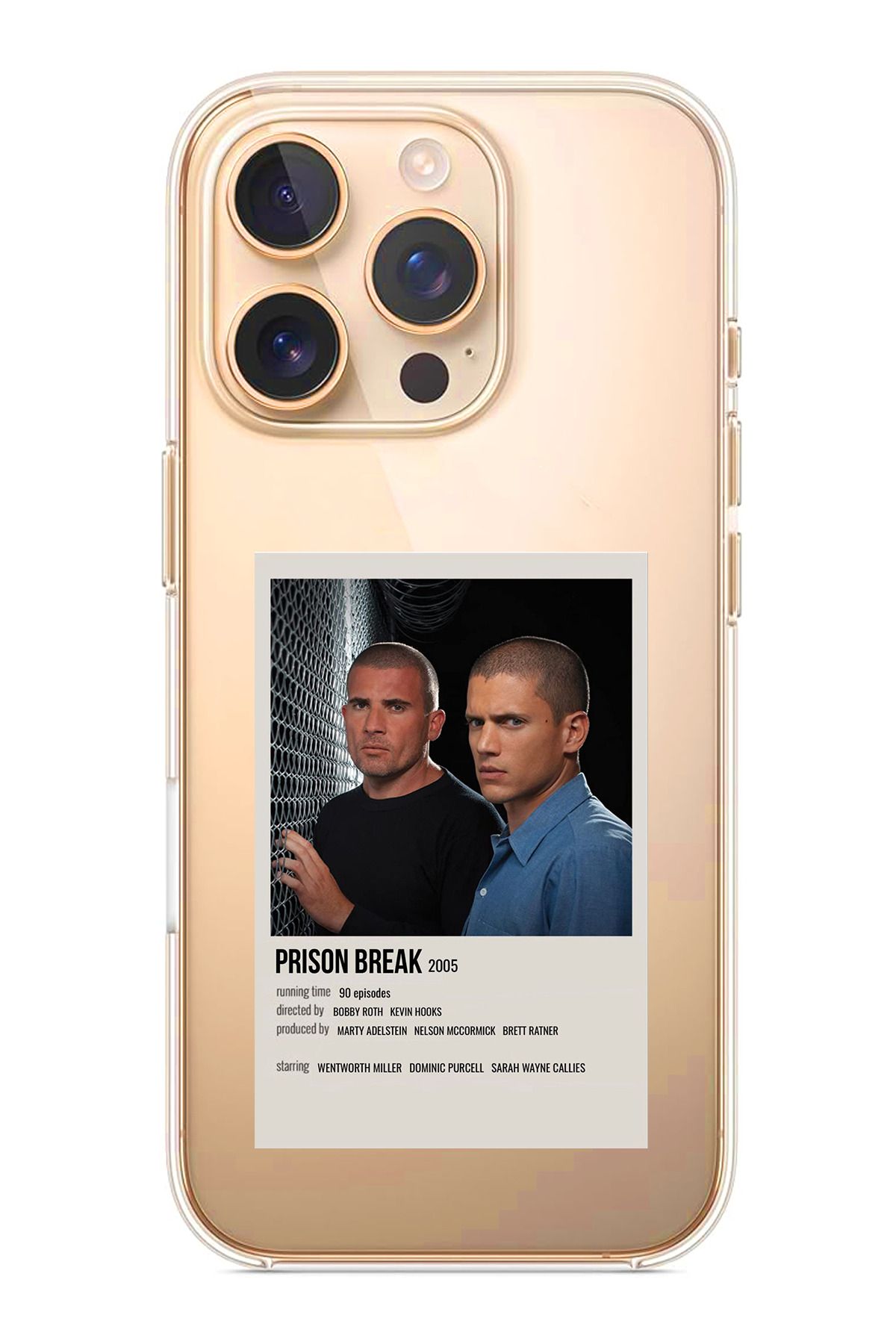 TechTree iPhone 16 Pro Uyumlu Prison Break Tasarımlı Şeffaf Silikon Kılıf