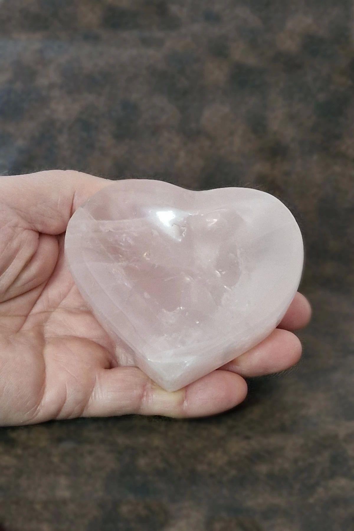 Pozitif Doğal Taş Doğal Pembe Kuvars Kalp Şeklinde Kase 30PKA