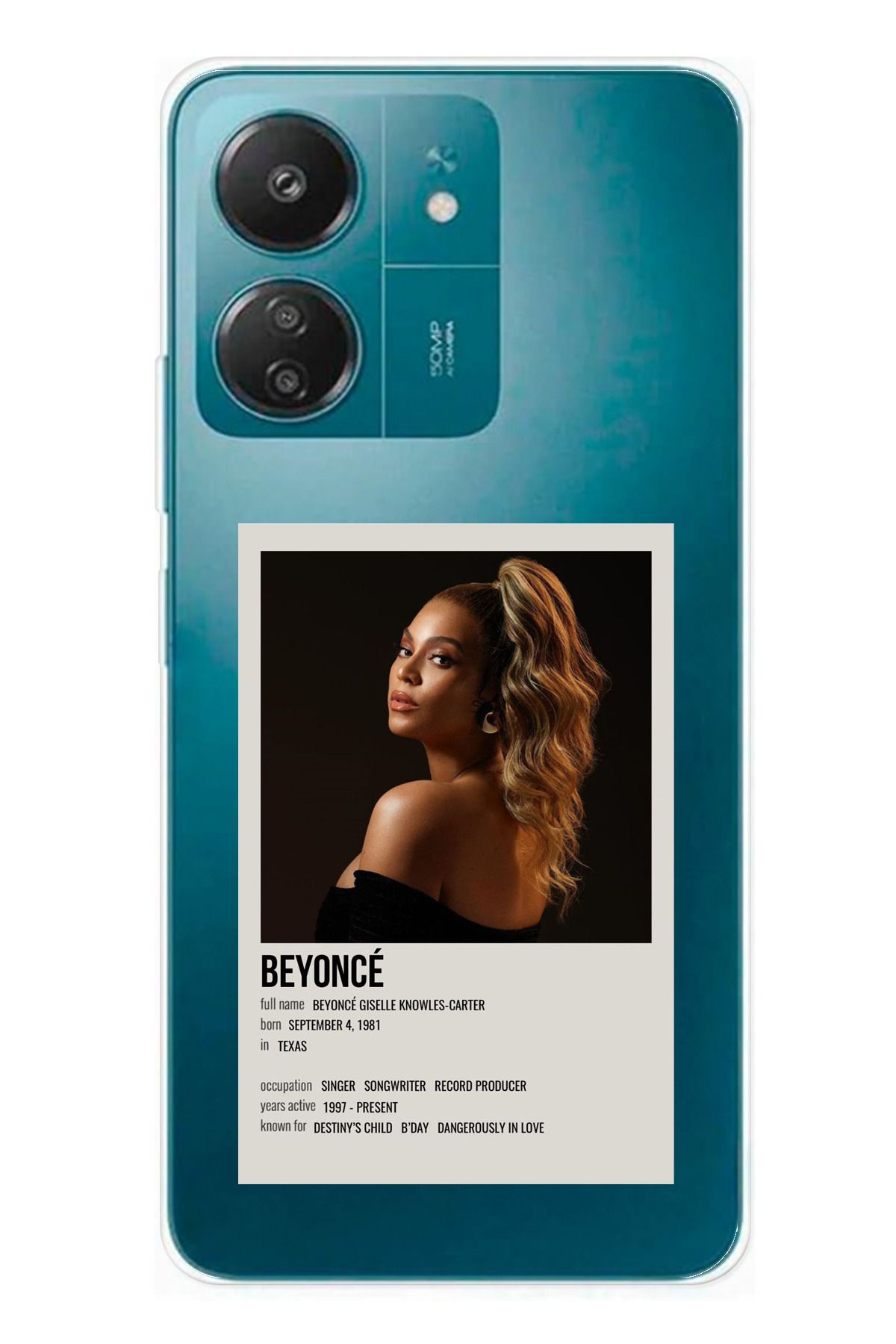 TechTree Redmi 13C Uyumlu Beyonce Poster Şeffaf Silikon Kılıf