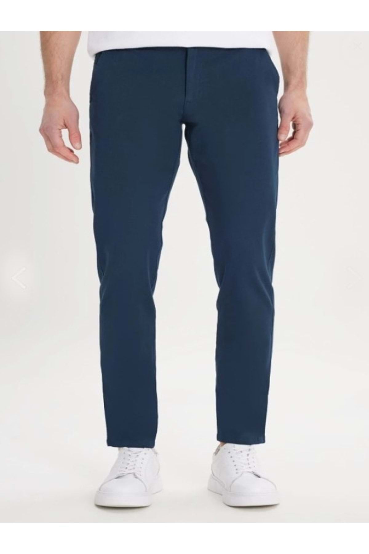 Heredot Erkek Slim Fit Chino Keten Pantolon - Heredot - Lacivert