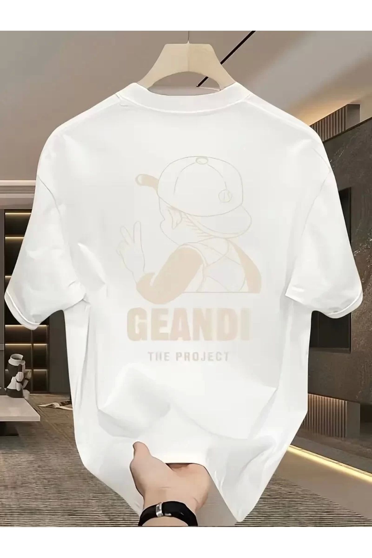 CVS Geniş Kesim Pamuklu Tişört - "GANDHI The Project" Baskılı, Beyaz, Rahat Kesim, Kısa Kollu, Günlük Kı