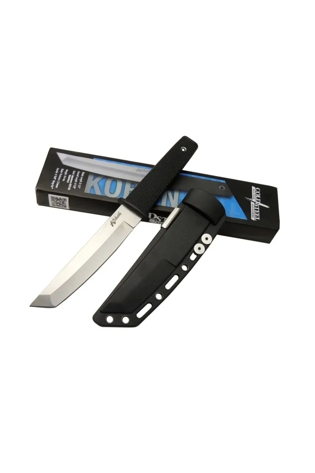 YNT İthalat Cold Steel Aus 8a Kobun Tanto Outdoor / Av Bıçağı 25cm - Kılıflı, Kutulu, Siyah Plastik Sap