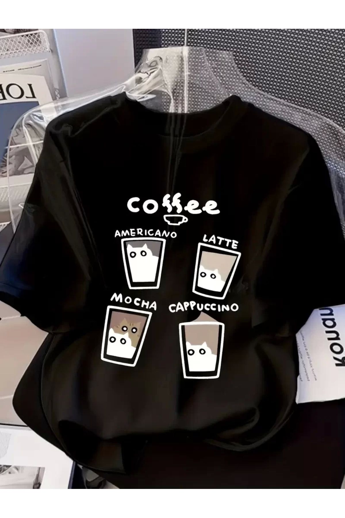 CVS Baskılı Oversize Bisiklet Yaka T-shirt - Siyah