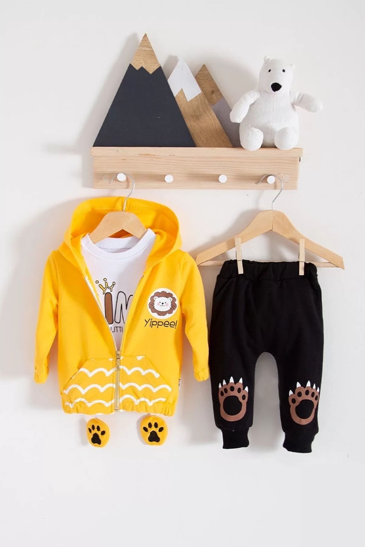 Shop58 Aslan Desenli 3'lü Erkek Bebek Takımı