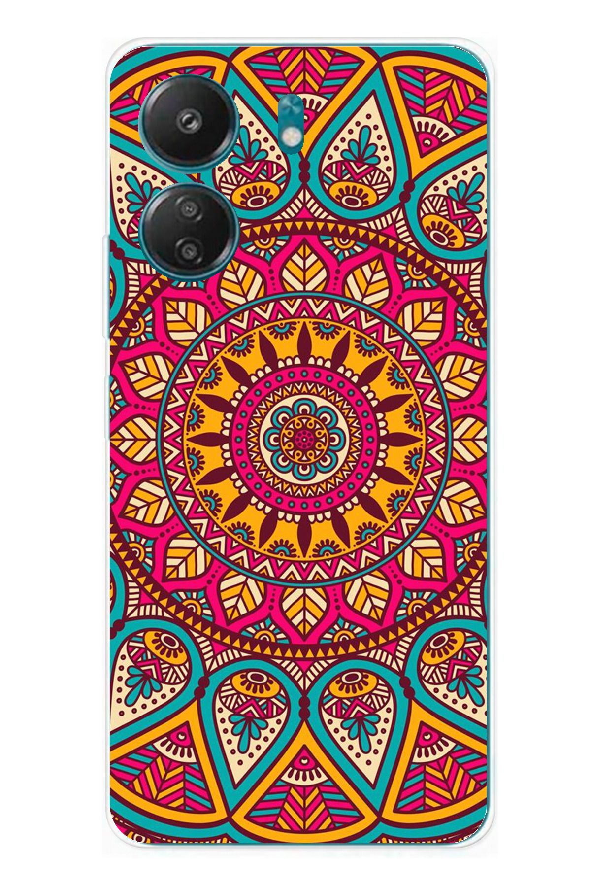 TechTree Redmi 13C Uyumlu Mandala Şeffaf Silikon Kılıf