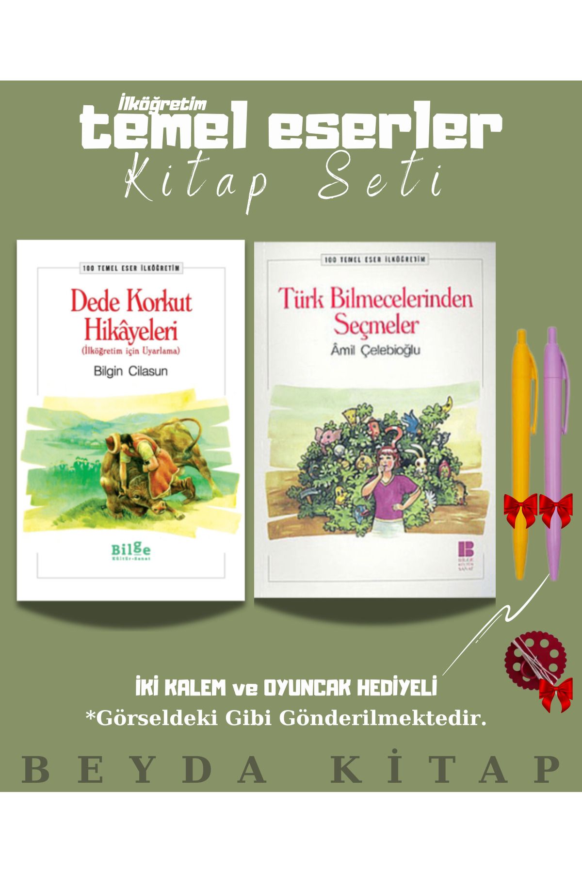 Bilge Kültür Sanat Dede Korkut Hikayeleri - Türk Bilmeceleri - Oyuncak ve Kalem Hediyeli - 100 Temel Eser Kitap Seti