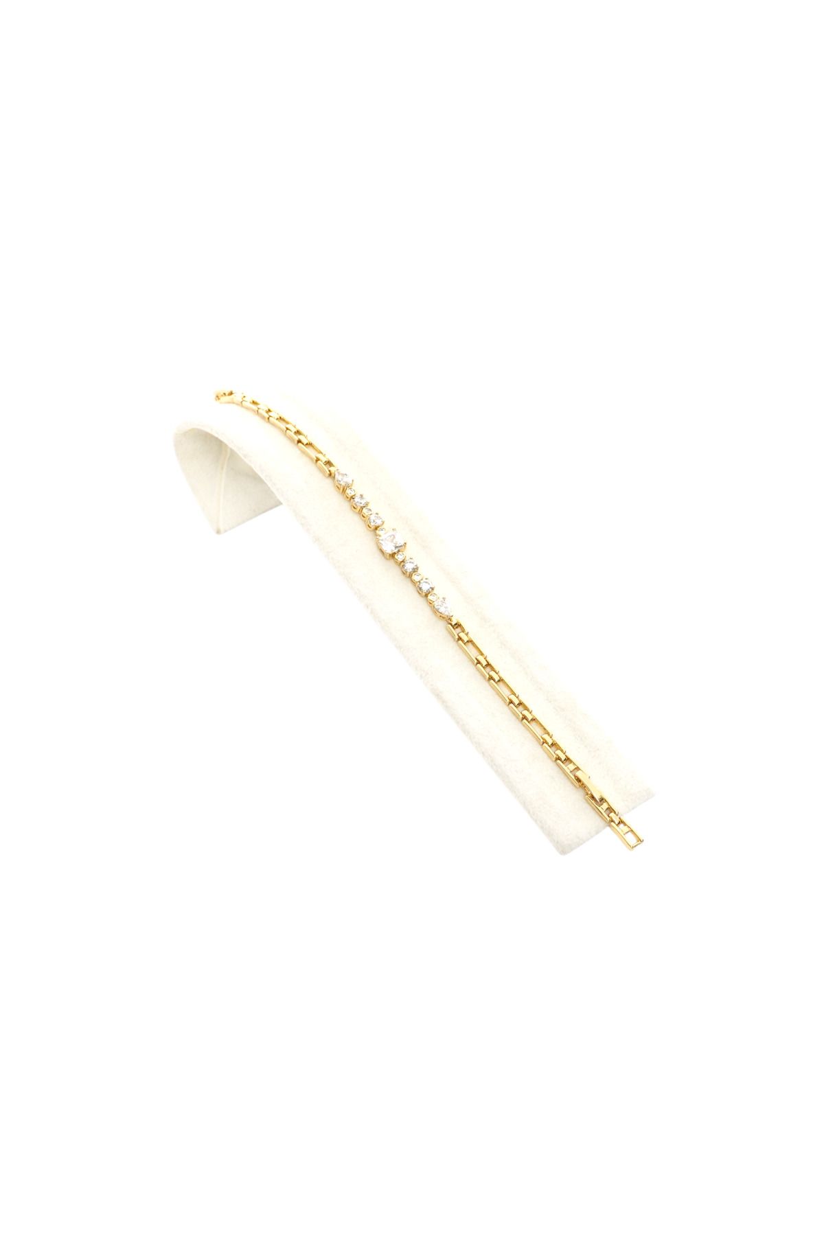 XUPING JEWELRY Xuping Marka - Beyaz Zirkon Taşlı 14K Altın Renginde Zarif Çelik Bileklik