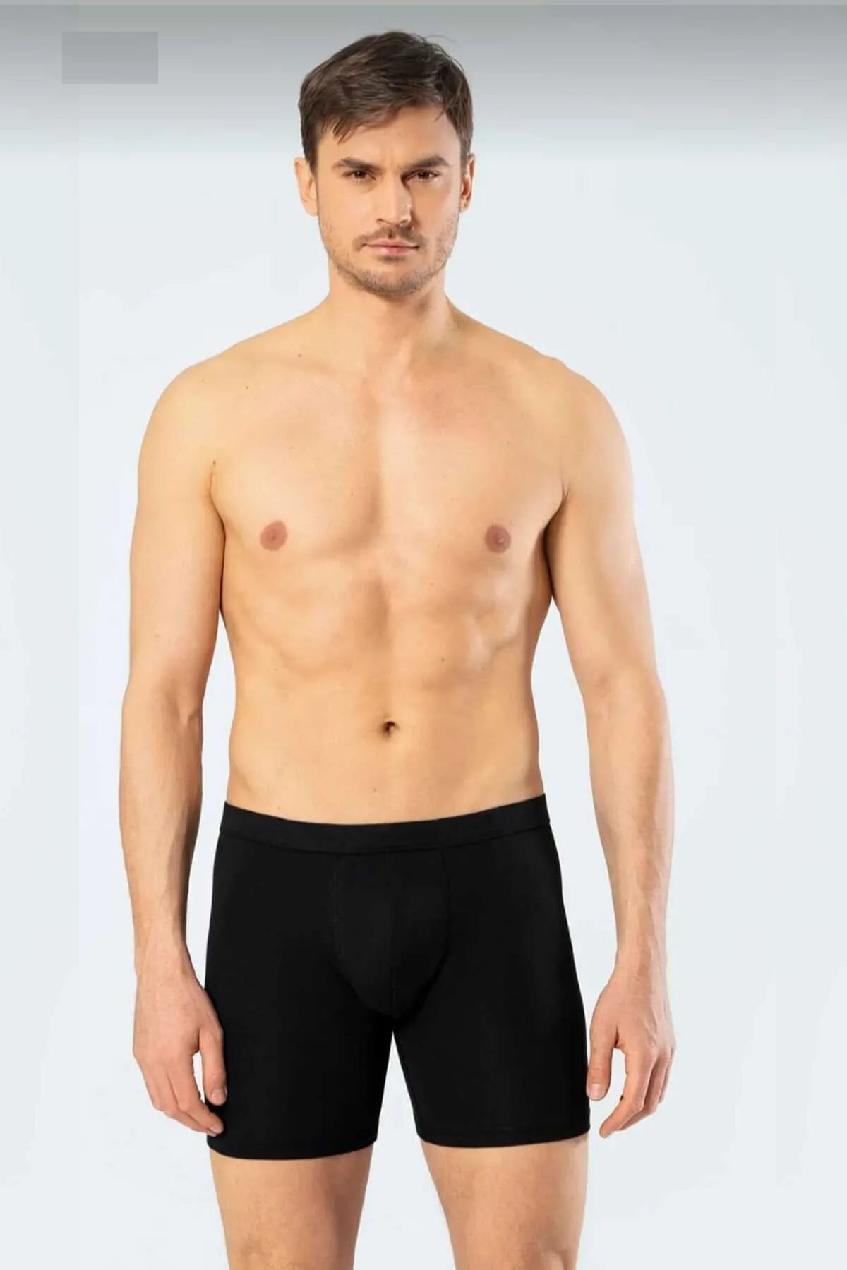 Cacharel 1336 Erkek Bel Bantlı Likralı Uzun Paçalı Boxer-siyah
