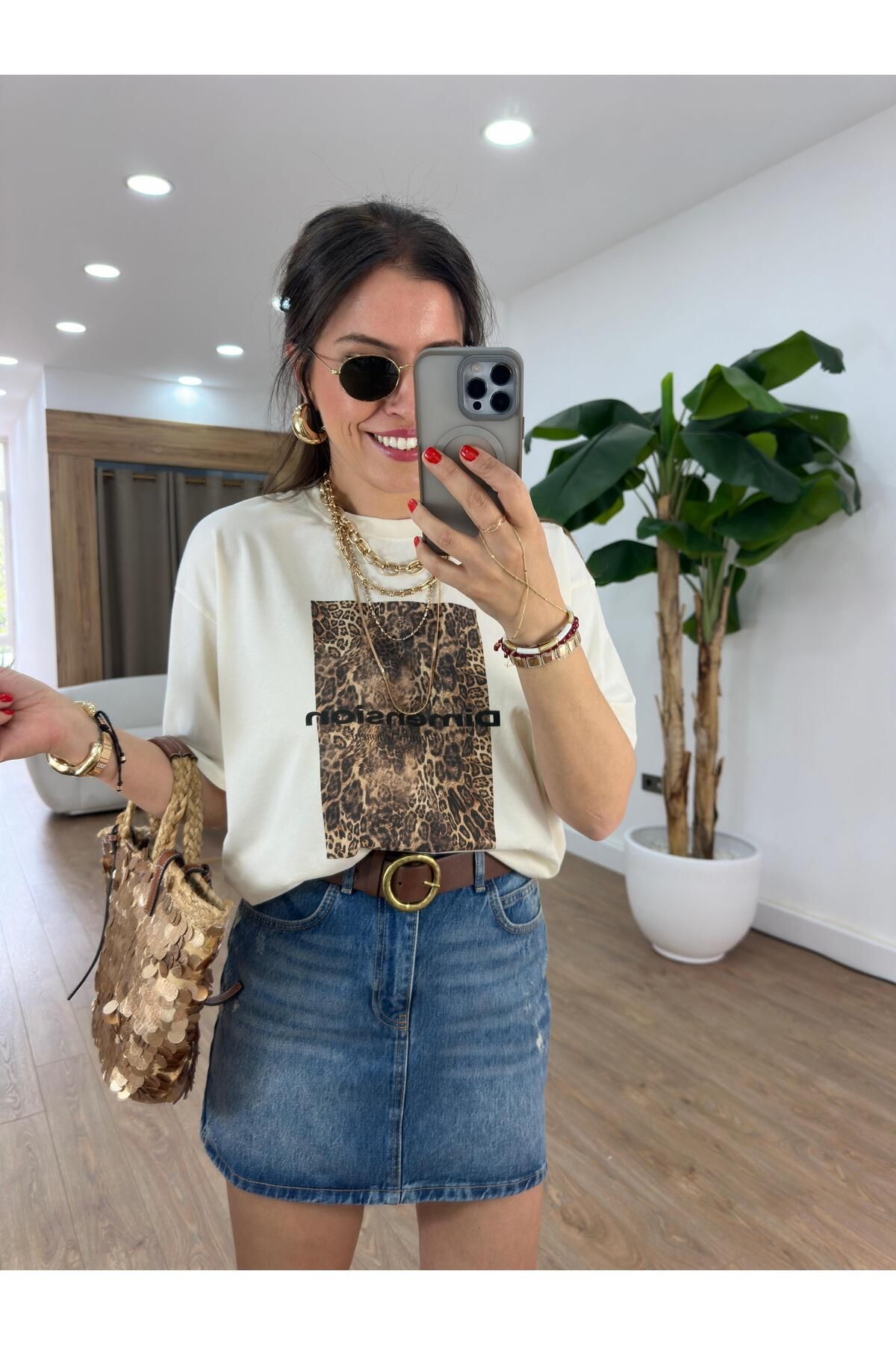 2she Leopar Baskılı Tshirt