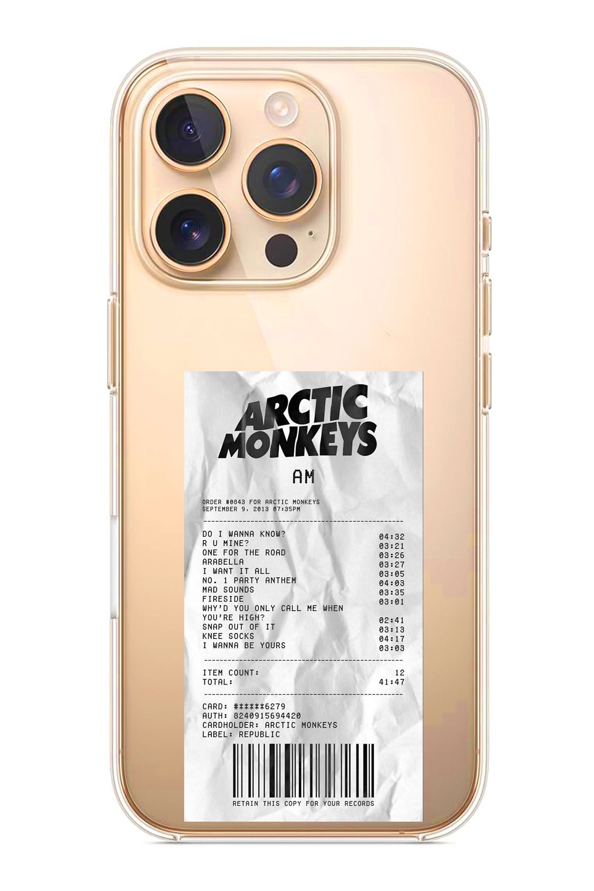 TechTree iPhone 16 Pro Uyumlu Arctic Monkeys Tasarımlı Şeffaf Silikon Kılıf