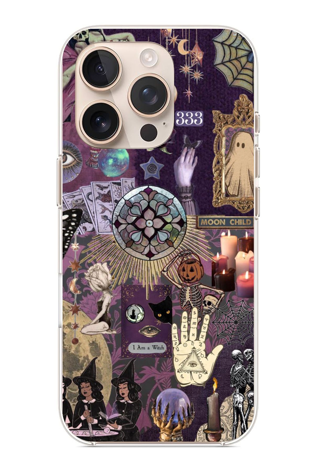 TechTree iPhone 16 Pro Max Uyumlu Hallowen Cadılar Astroloji Şeffaf Silikon Kılıf