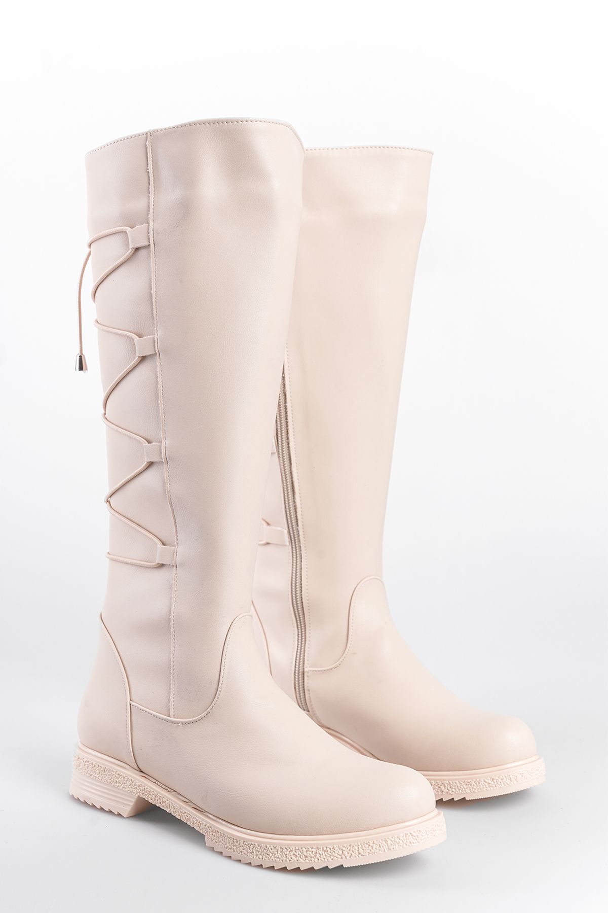 Capone Outfitters-Kniehohe Damenstiefel mit Schnürung hinten – seitlicher Reißverschluss 2