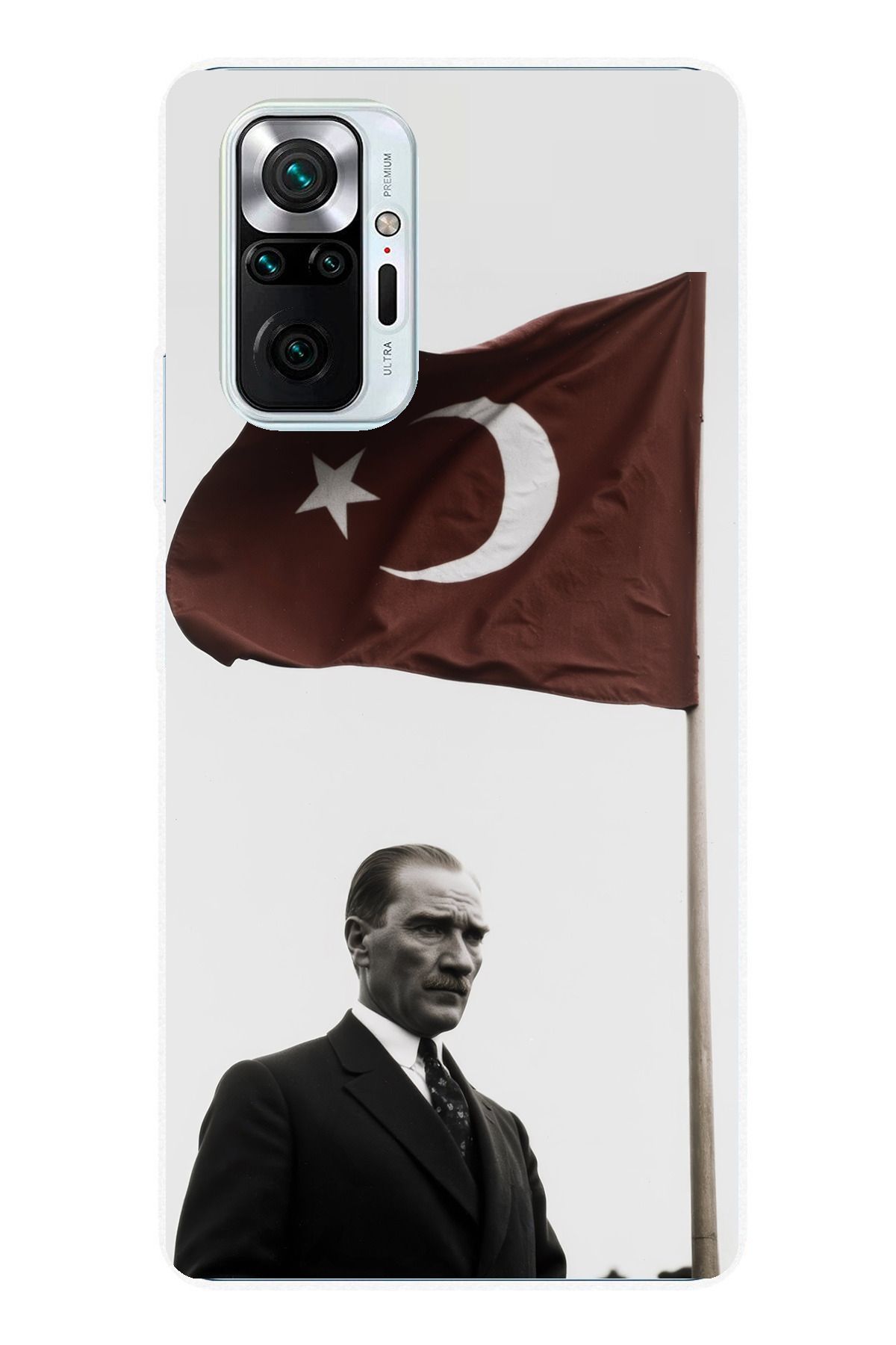 TechTree Redmi Note 10 PRO Uyumlu Atatürk Bayrak Şeffaf Silikon Kılıf