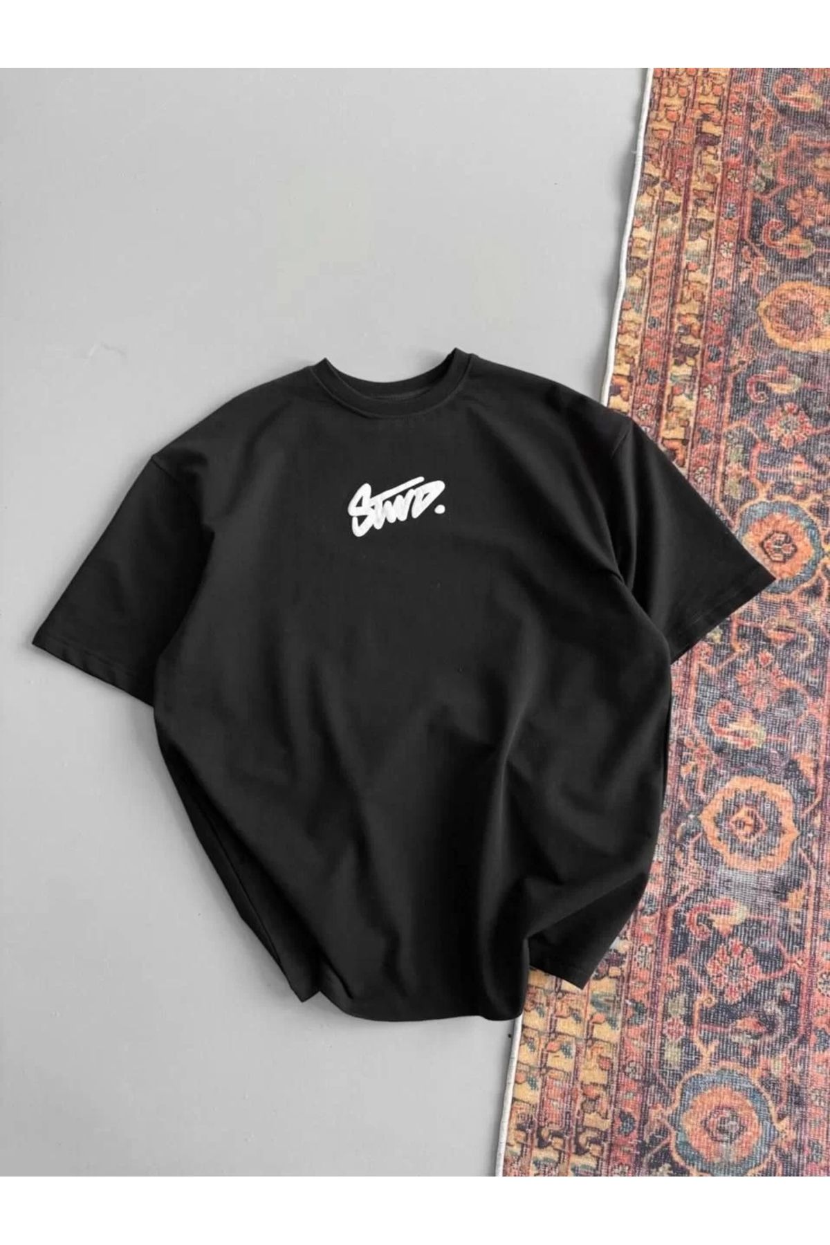 CVS Kadın Baskılı Oversize T-shirt - Siyah
